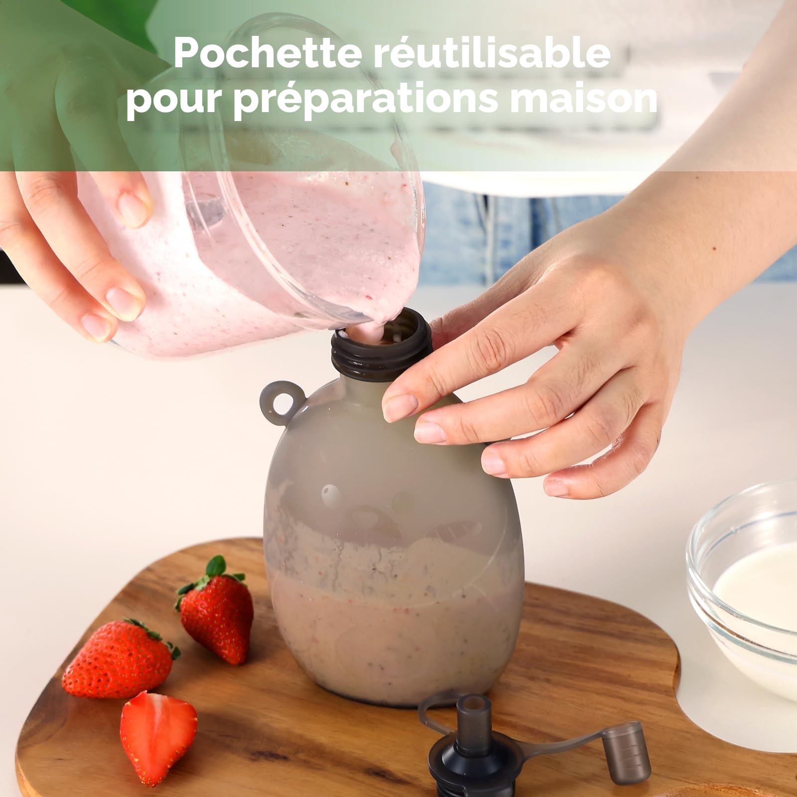 Haakaa Sac à Squeeze en Silicone, Pochette Réutilisable pour Aliments pour Bébés Faits Maison, Purées Biologiques, Jus, Smoothies et Yaourts - Parfait pour Bébés et Tout-Petits - Paquet de 4, 6 Onces.