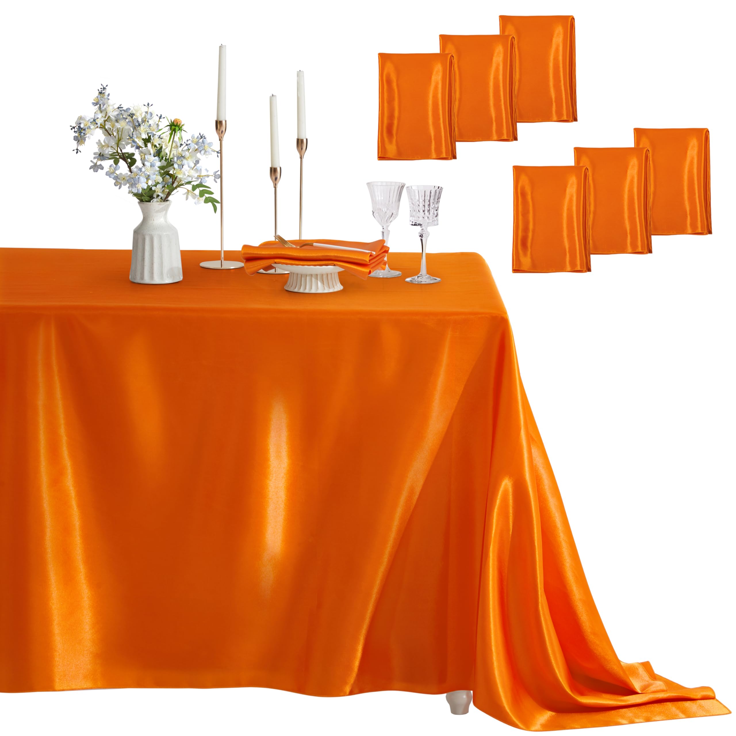 Counfeisly 6 Pack Satin Table Cover Rectangle Silkly Soft Table Cloth, Satin Dining Table Cloths for Wedding Banquet Table Decoration, Dining Room,