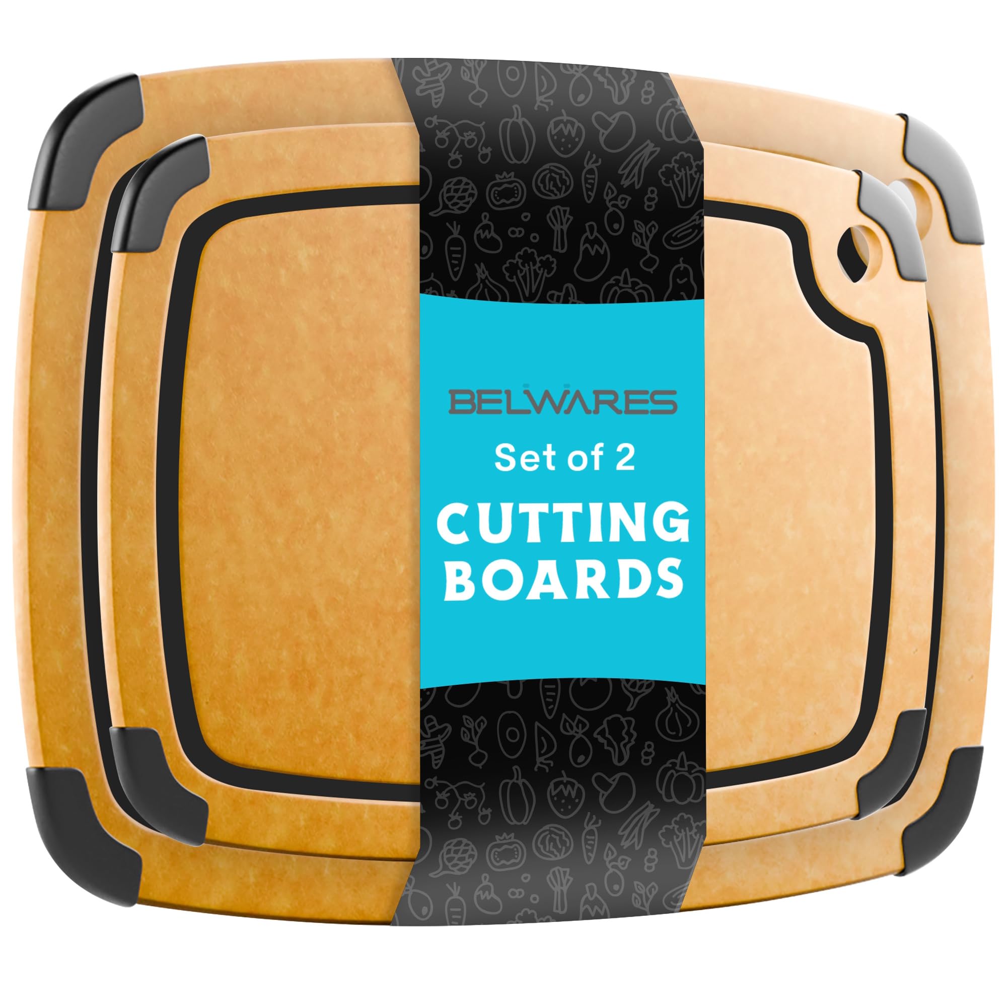 Belwares 2-Piece Composite Wood Cutting Board Set