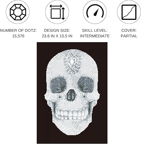 Miniatura 2 de DIAMOND DOTZ Kits de pintura de diamantes de calavera de cristal para adultos, kits de arte de diamantes, un kit de manualidades creativo relajante