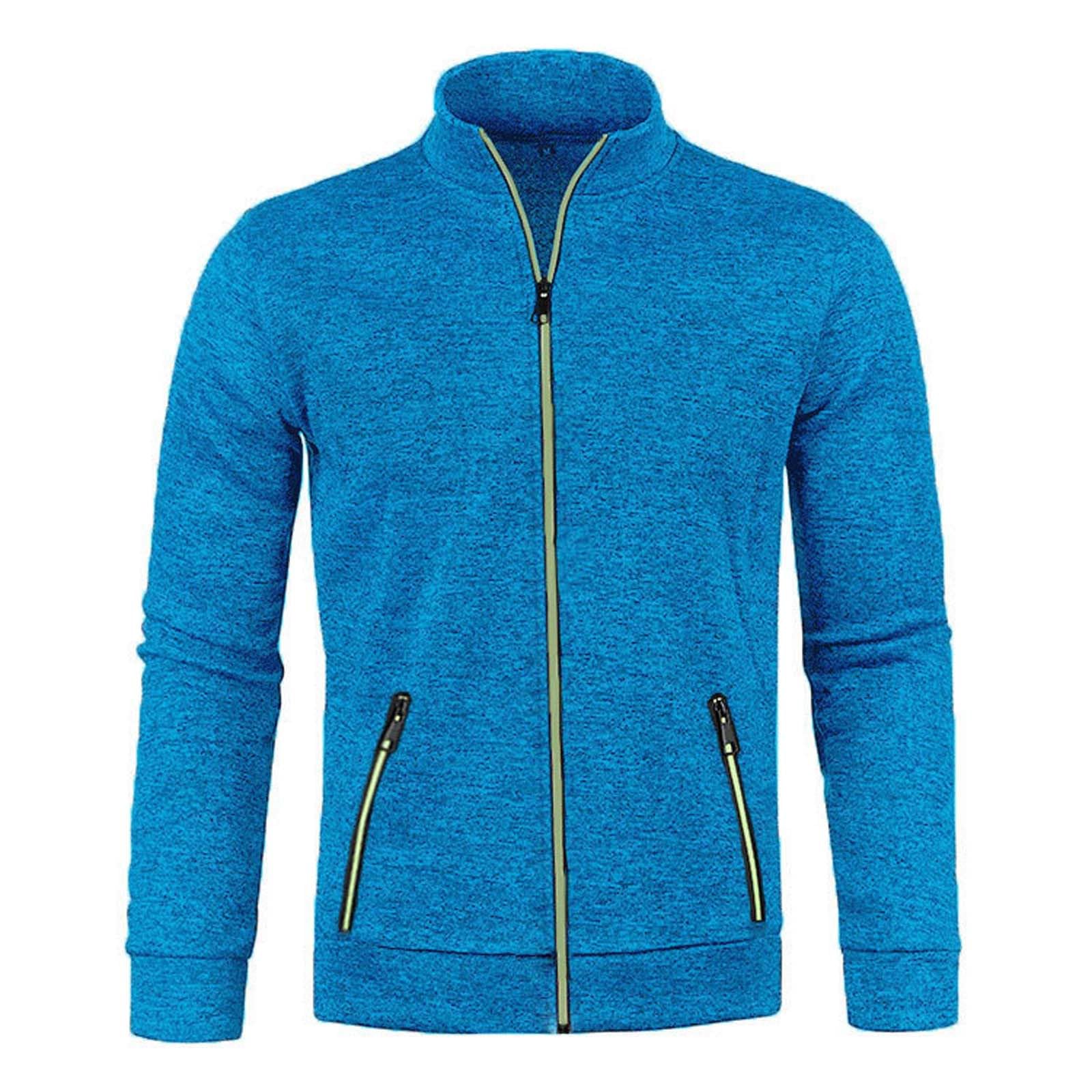 Sweat Zippé Homme Veste Sport Vestes en Tricot mi Saison Coupe Vent Running Jacket Col Mao Bombers De Randonnée Survêtement Respirant Aviateur Couleur Unie Blouson Minimaliste Vetements M-5XL