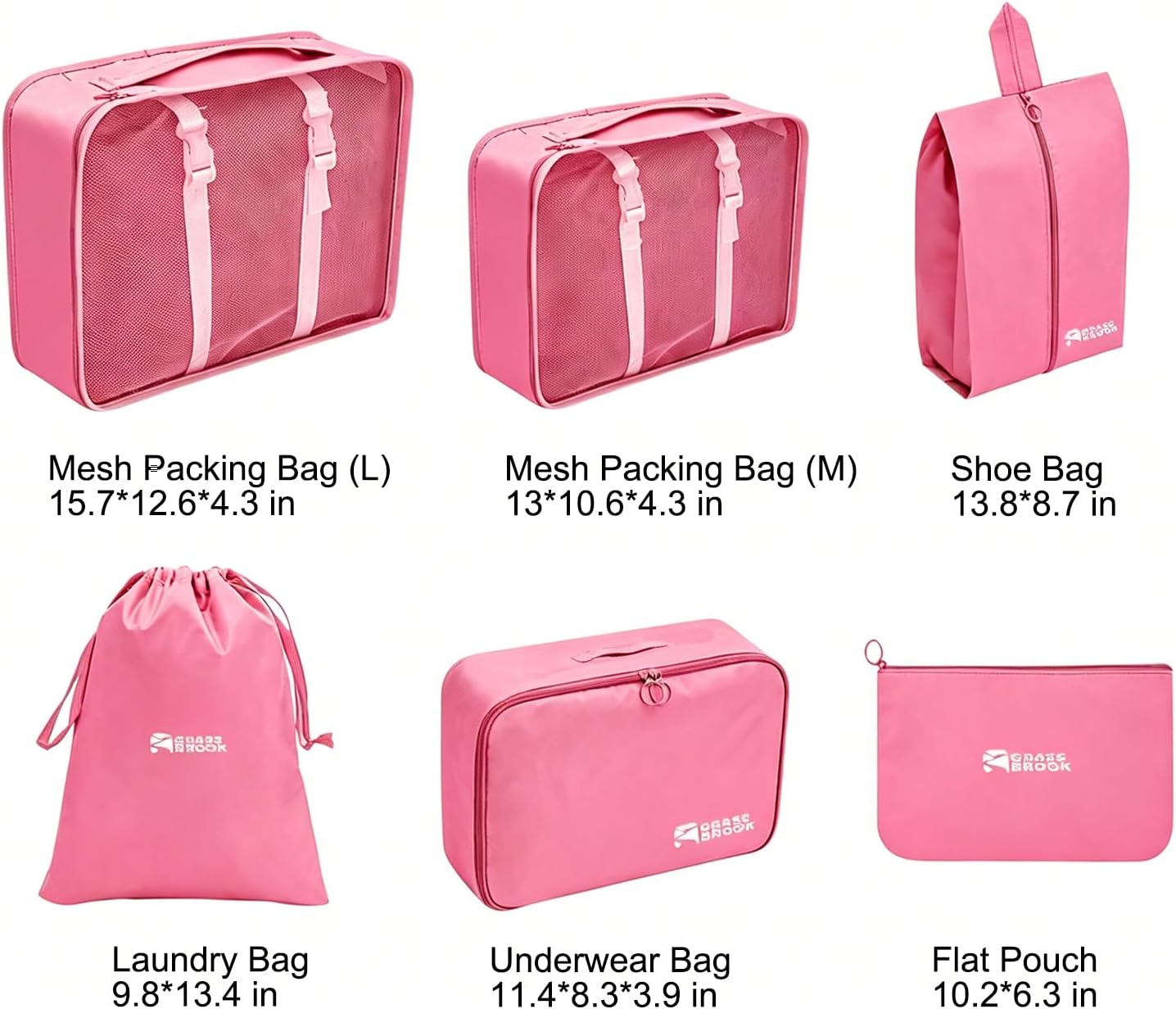 6 Set Packing Cubes, Luggage Packing Organizers for Travel Accessories, Carry on Suitcase Organizer Bags, Travel Essentials Luggage Accessories for Cruise Ship(Pink)