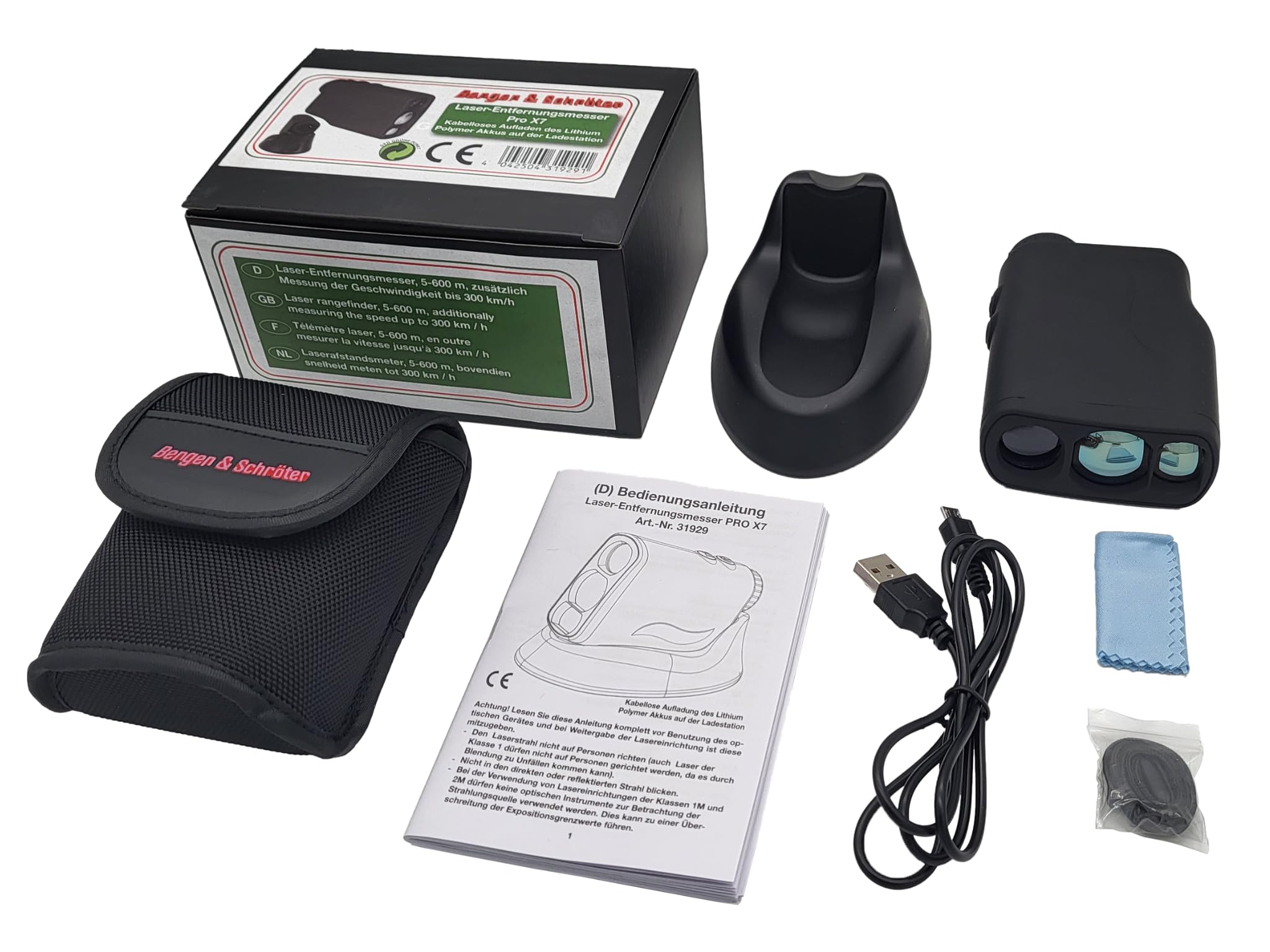Telemetro laser PRO X7 con stazione di ricarica induttiva, caccia, golf, rangefinder fino a 1000 m, misurazione della velocità