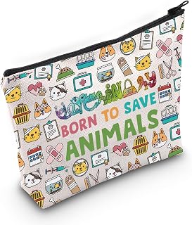 LEVLO Veterinarian Cosmetic Make Up Bag Veterinary Technician Gift Born To Save Animals Makeup Zipper Pouch Bag For Veterinarian Assistant Student (Save Animals F Bag)
