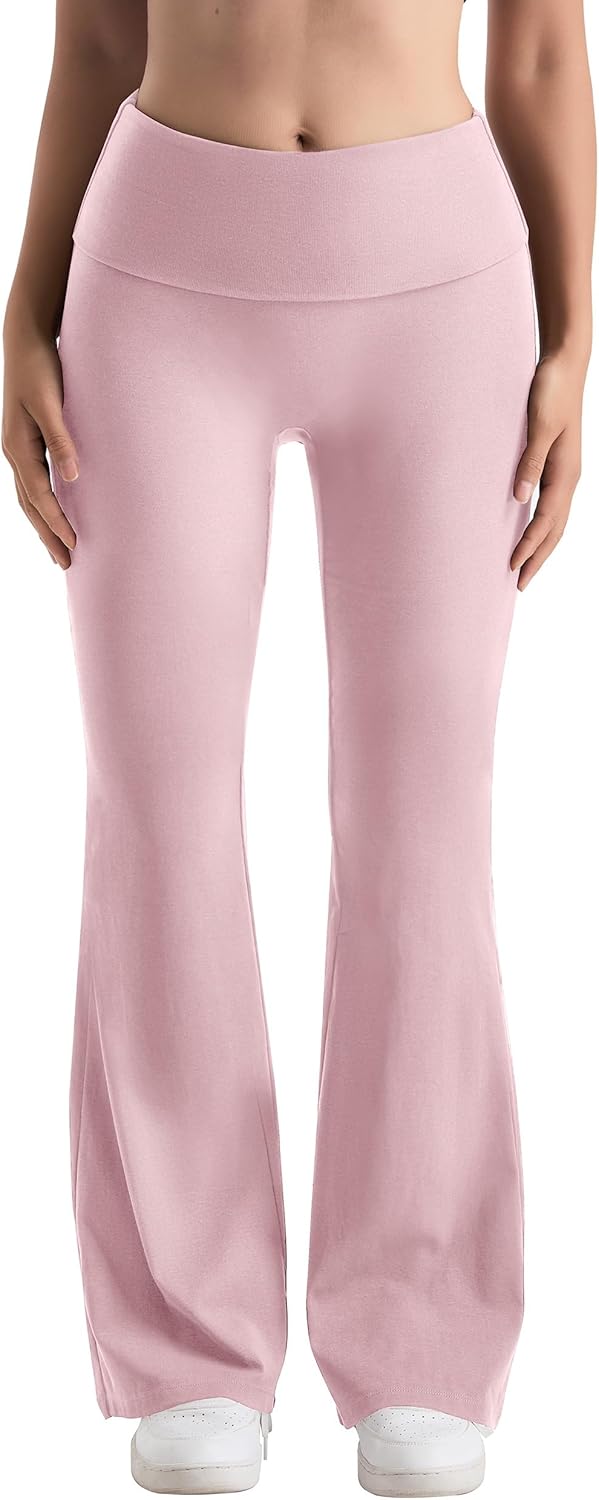 MOOSLOVER Women Flare Leggings Fold Over Bootcut Yoga Pants Casual Y2K Lounge Pants Comfy Cotton Leggings