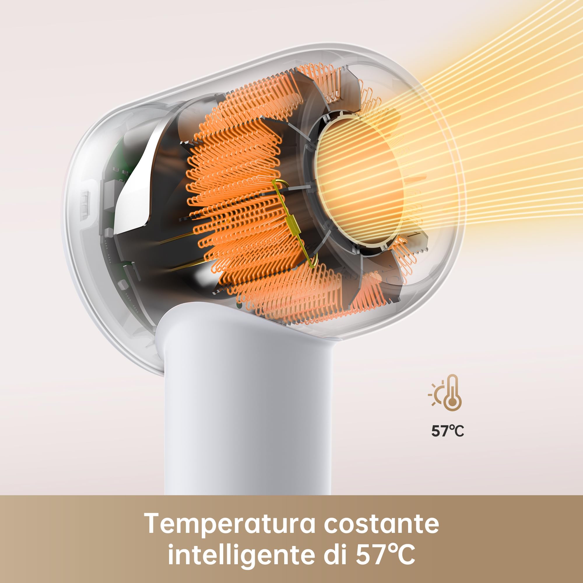 Dreame Hair Gleam Asciugacapelli, Asciugatura rapida, Motore ad alta velocità 110.000 giri/min, Velocità flusso d'aria 65 m/s, 4 livelli temperatura, Tecnologia a ioni negativi, Leggero - Grigio