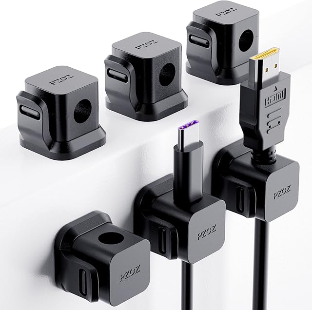 PZOZ 6 Pack Cable Clips Tidy Cable Management Cord Organiser Holder Self Adhesive Desk Wire Tidy for Phone Charging Cable Home Office