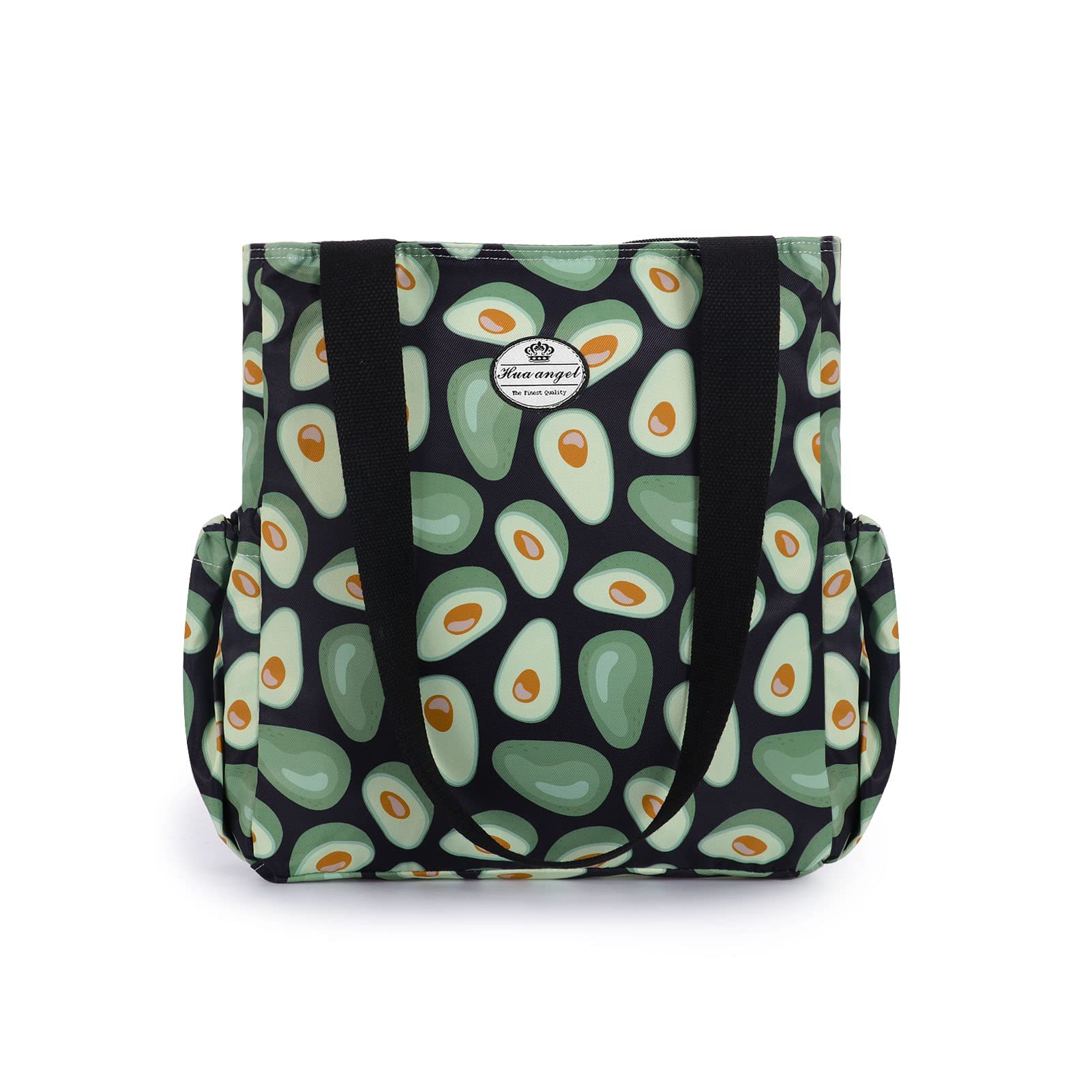 HUA ANGEL Floral Tote Bag - Casual Shoulder Bag Daily Tote Bag with Zipper Gym Travel Shopping Work Handbag for Women