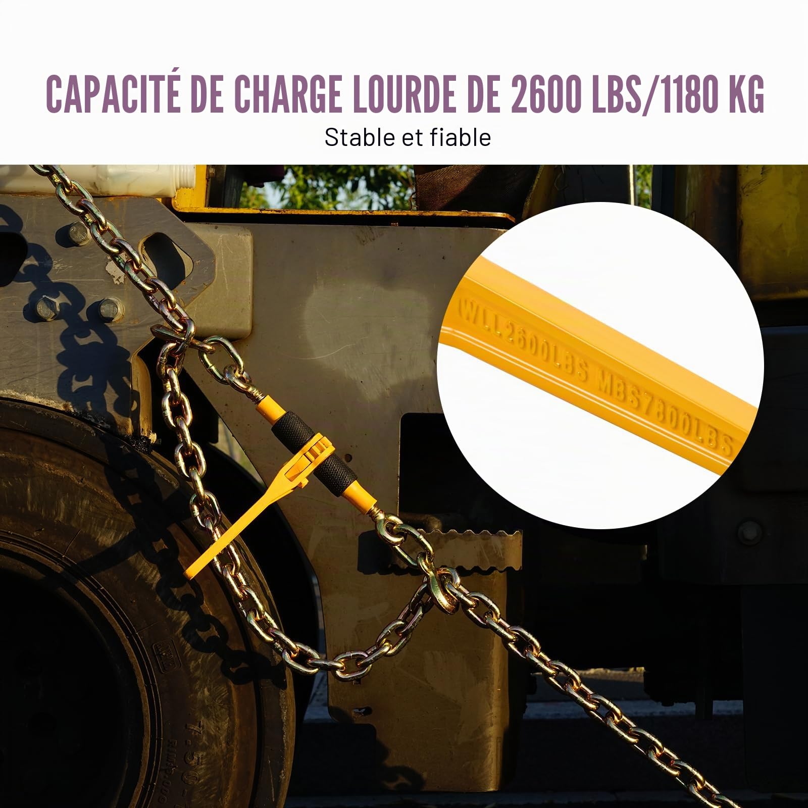 VEVOR Tendeur à Cliquet pour Chaîne d'Arrimage 6,3-8 mm, Charge de Travail Sécurisée 1180 kg, Lot de 4, avec 2 Crochets de Préhension, Attaches pour Chaîne de Transport, Remorque, Camion à Plateau