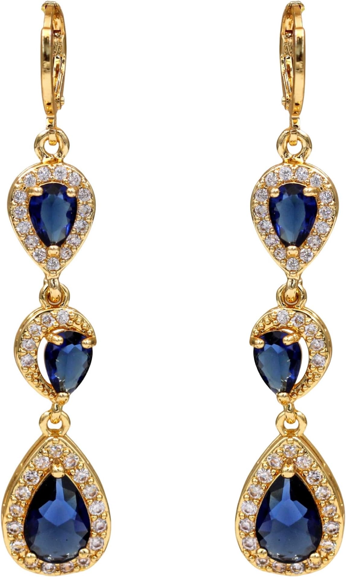 18K Gold Plated, Dangle Earrings for Women, Flower/Heart Drop earrings, Hypoallergenic Cubic Zirconia Earrings, Lightweight, Party, gold earrings, Jewelry for Gifts, Fashion
