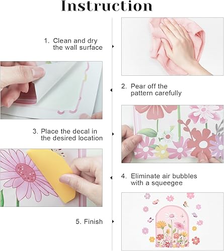 Miniatura 6 de Calcomanías de pared de unicornio arcoíris, ramos de flores, mariposas, calcomanías de pared removibles, creativas, autoadhesivas, decoración del