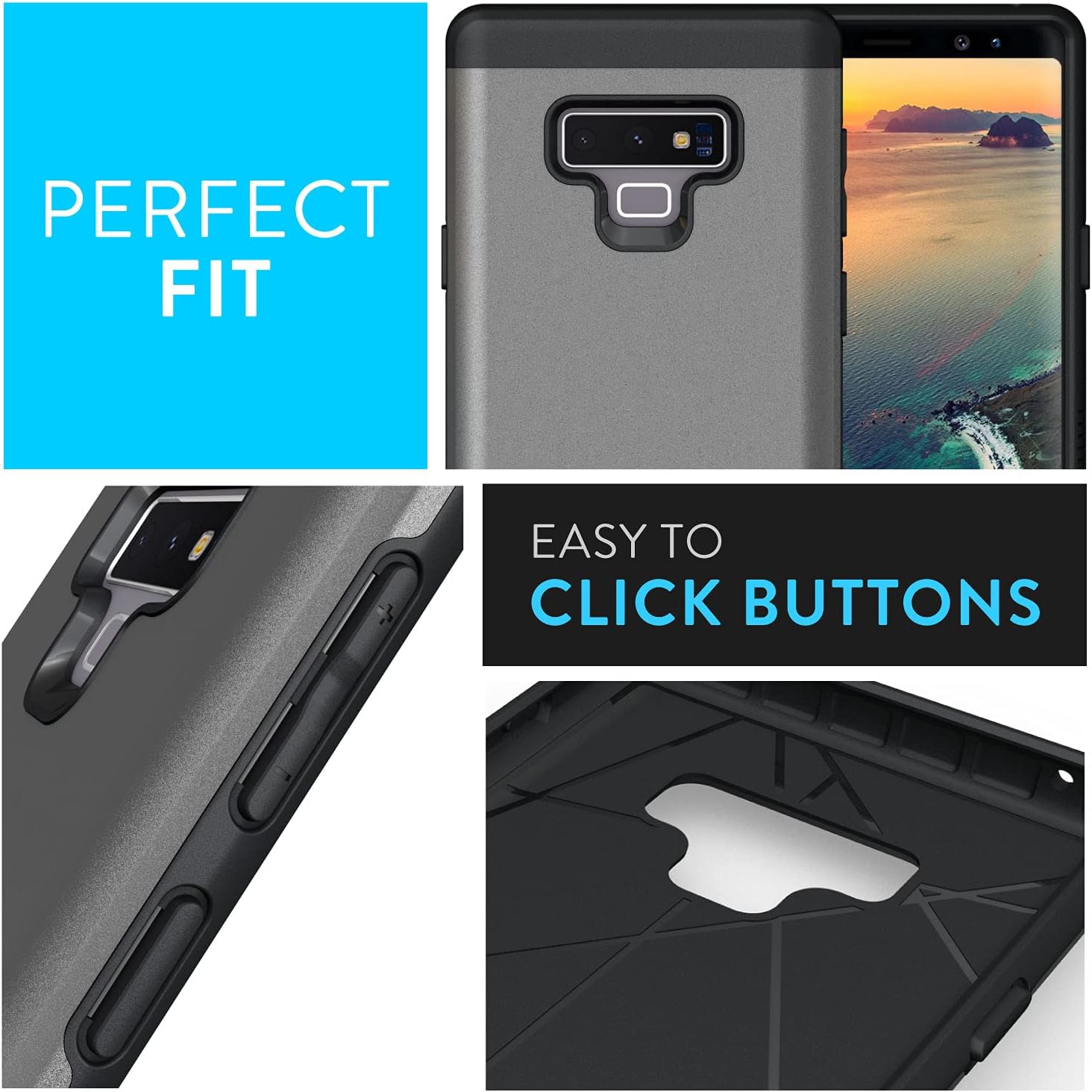 Galaxy Note 9 Case, TUDIA [MERGE] Dual Layer Shock Absorbing Military Grade Drop Tested Slim Fit Protective Precise Cutouts Phone Case Cover for Samsung Galaxy Note 9 (2018) (Metallic Slate)