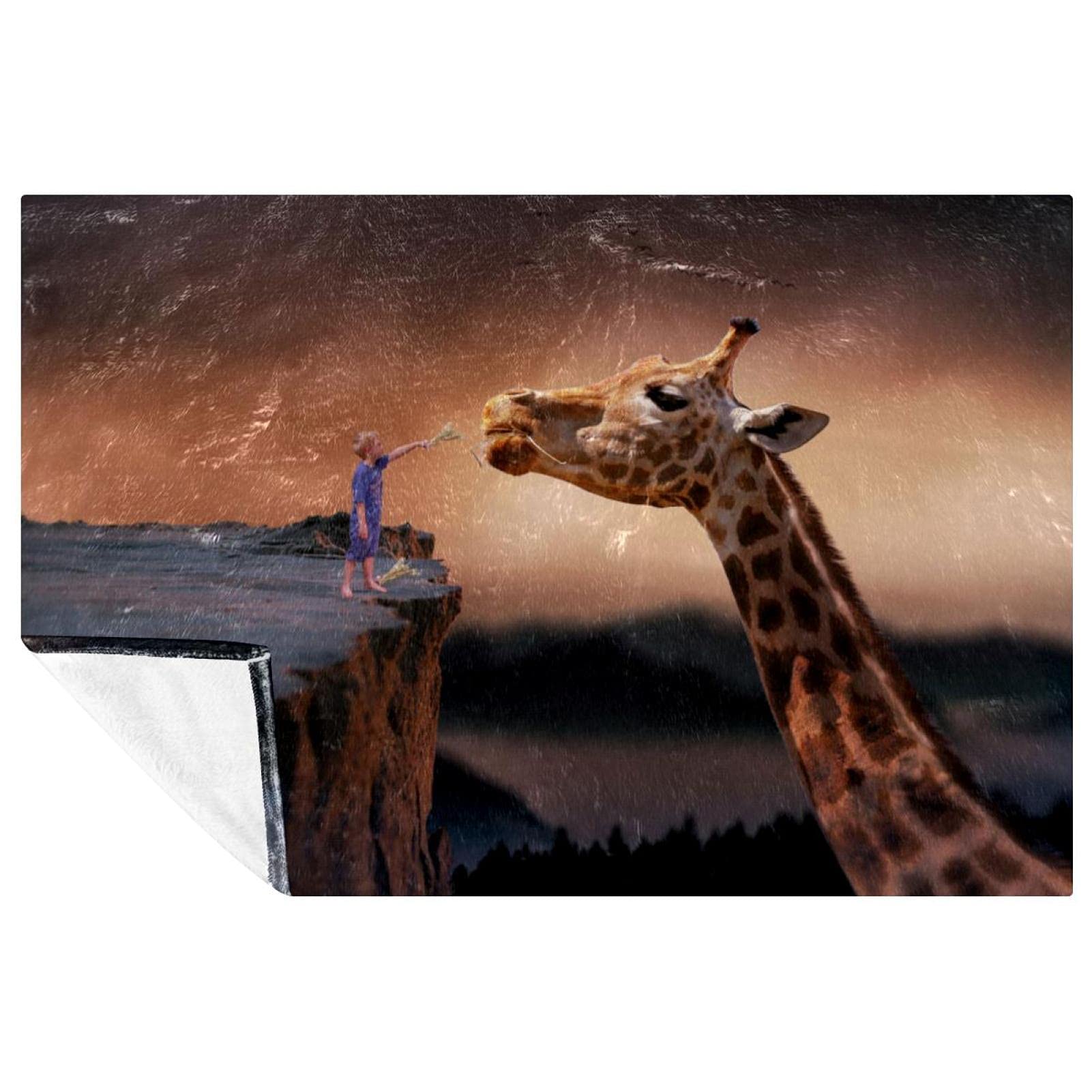 Couverture girafe chaude anti-froid pour canapé et sorties plage