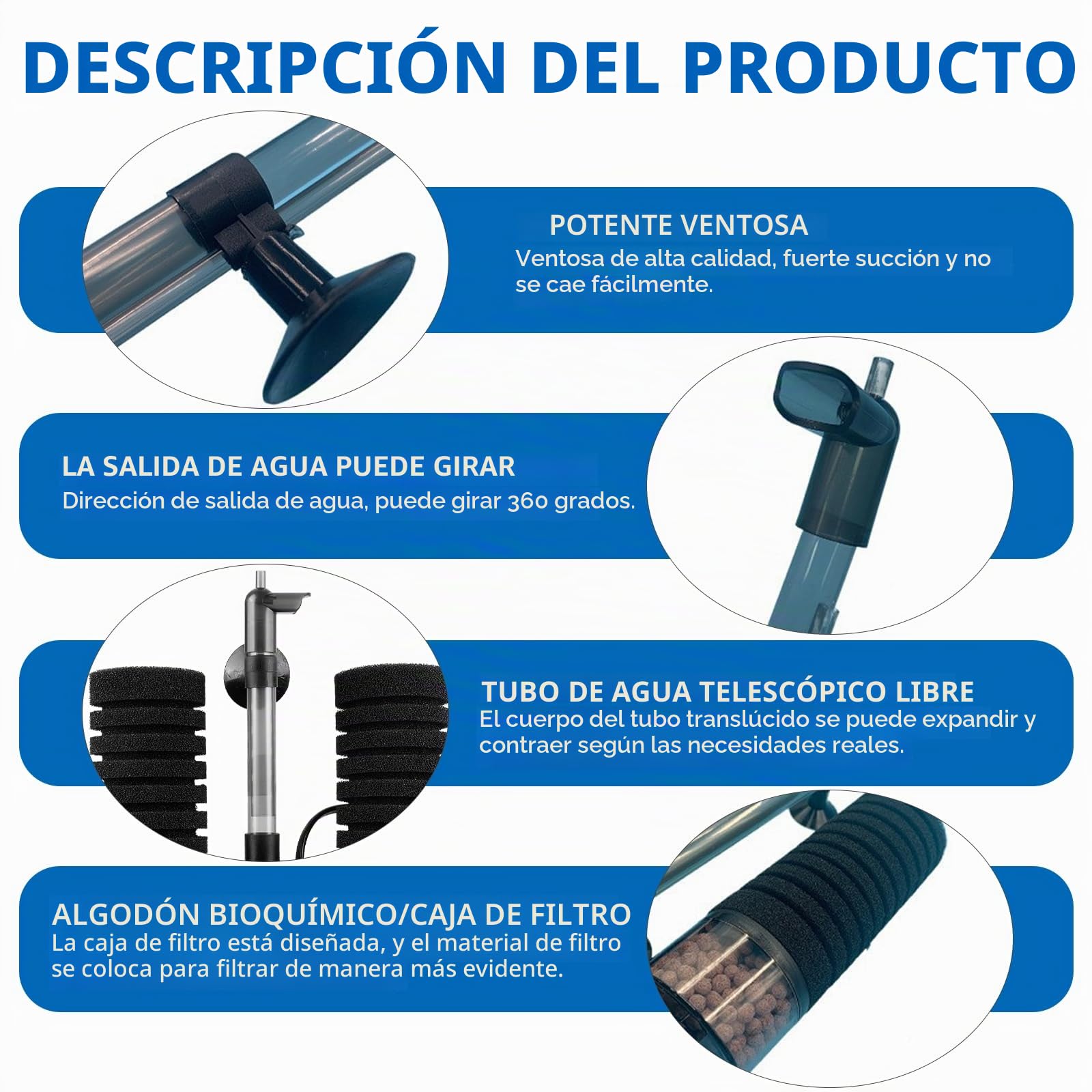 Filtro de esponja para acuario, filtro de espuma silenciosa, filtro de acuario con bola de filtro, filtro eléctrico para acuario, filtro silencioso de espuma de inmersión doble, filtro de acuario para