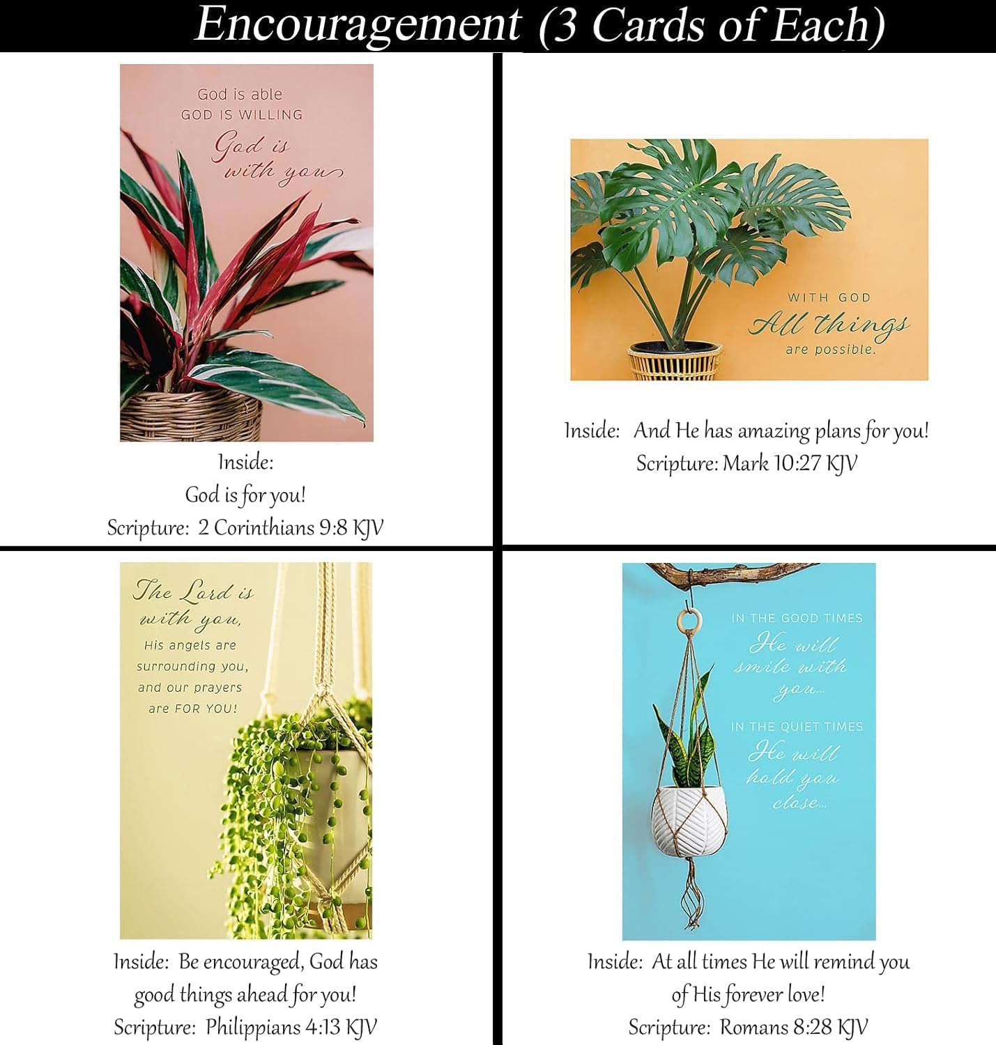 Encouragement Cards Premium 36 count Christian/Religious Greeting Card Assortment ~ Scripture in every card