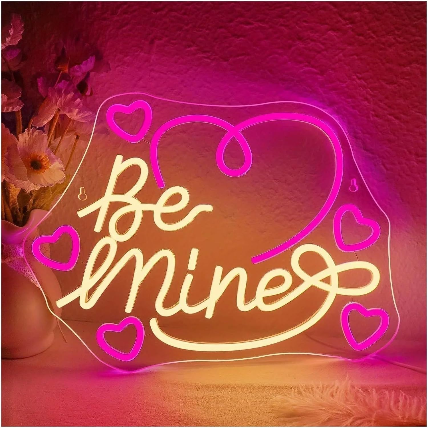 Zynther Neon lamp Be Mine for neon Sign for Pink Love LED Dimmable for Coffee Shop Bar Wedding Birthday Party Bedroom