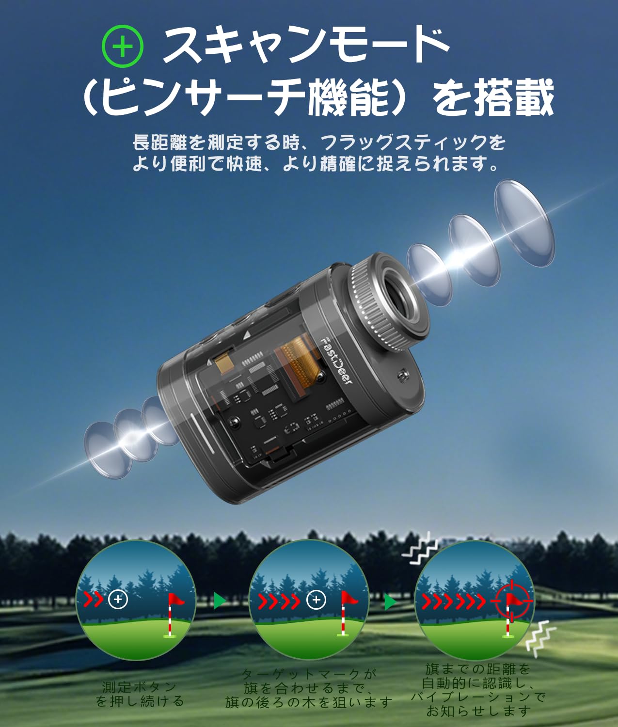 Amazon.co.jp: FastDeer ゴルフ 距離計 C2 超小型軽量 高精度
