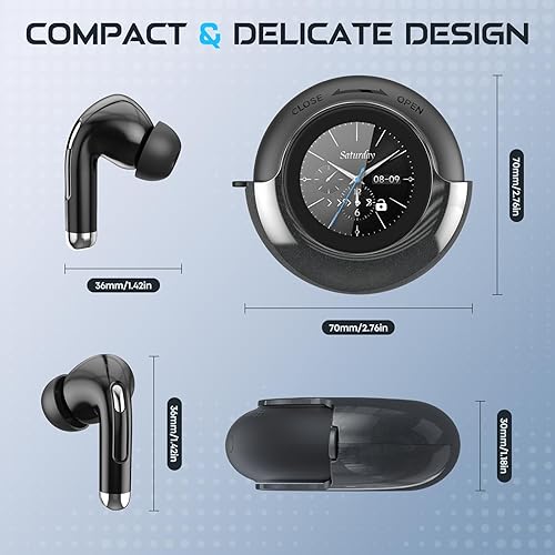 Miniatura 6 de Auriculares inalámbricos Bluetooth, sonido estéreo Bluetooth 5.4 con pantalla LED, cancelación activa de ruido, auriculares intraurales resistentes