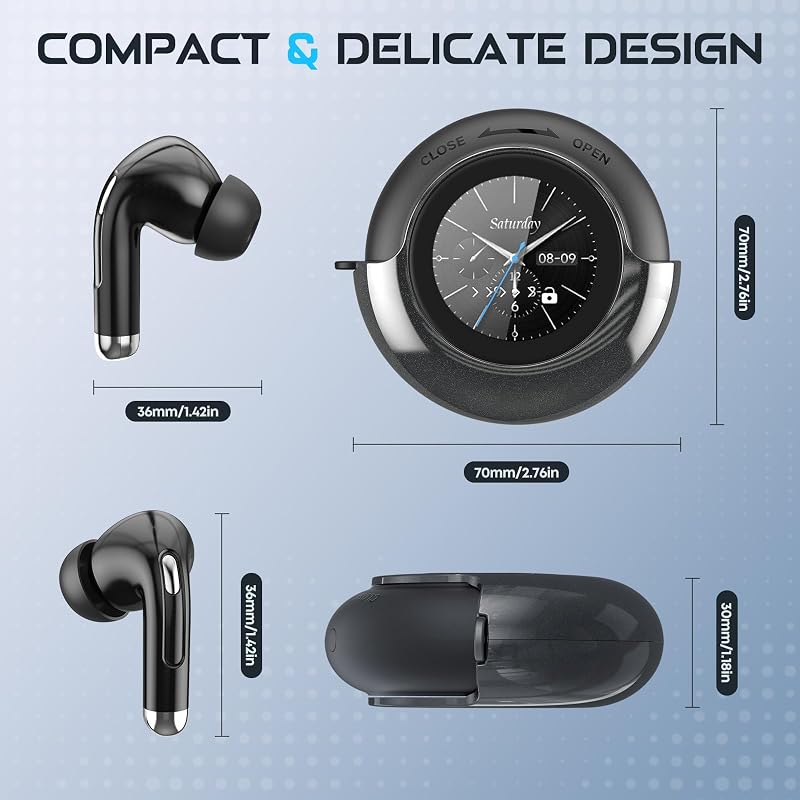 TRAUSI Wireless Earbuds with Smart Touch Screen & 180° Rotating Case – Bluetooth 5.4 Headphones, Noise Cancelling Ear Buds for Clear Calls, Stress Relief Design Earphones image 6