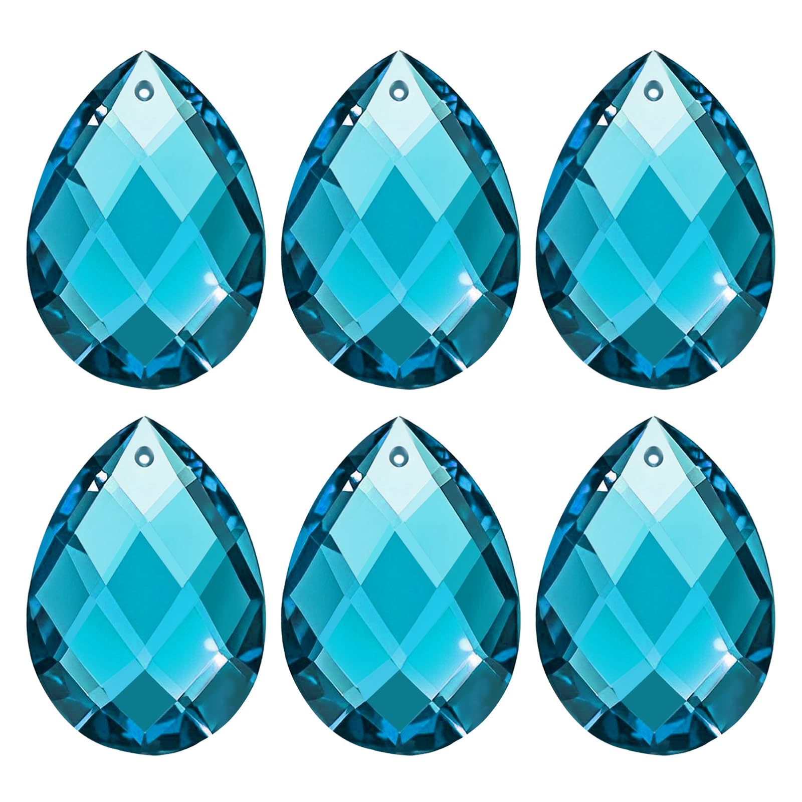 Pendentifs en cristal K9 bleu PATIKIL | Lot de 6 gouttes 38 mm pour lustre et lampe