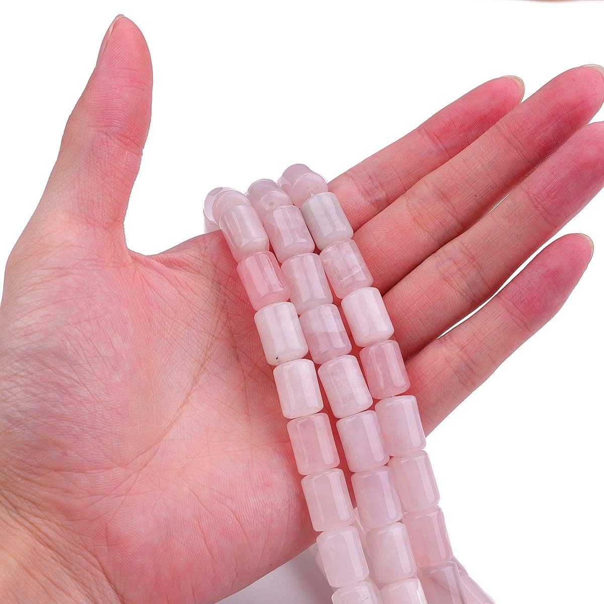 Natural Rose Quartz Crystal Cylinder Stone Loose Semi Gemstone Beads for Jewelry Making 10mmx14mm 38cm - Image 2