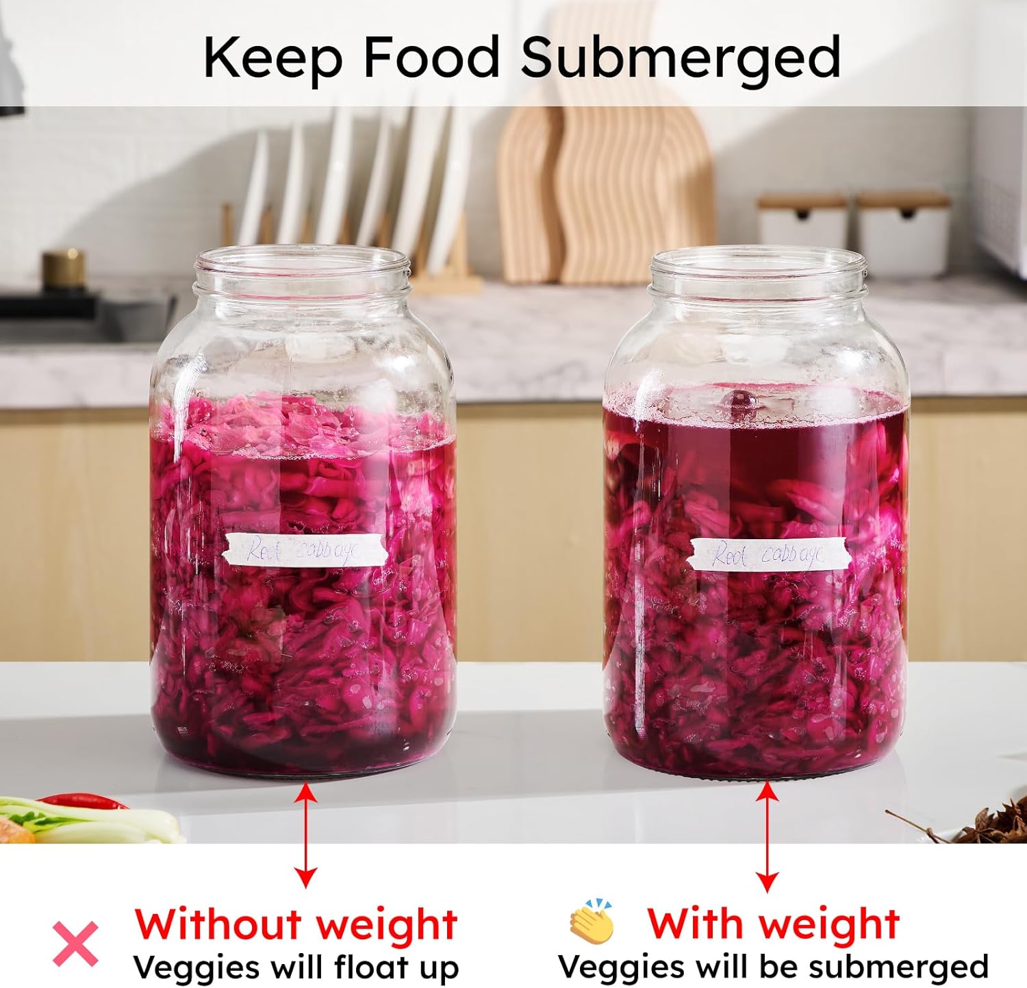 Jillmo Fermentation Weight for 3.8-inch Mouth Gallon Jar, Large Glass Weights for Fermenting Gallon Jar, Pack of 2 - Image 3