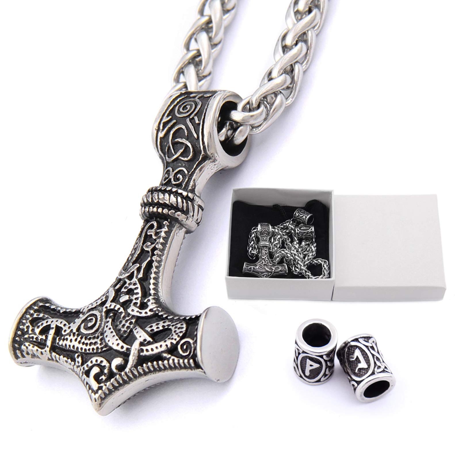 Stainless Steel Mjolnir Thor Hammer Necklace Pendant Norse Viking Battle Axe Amulet Jewelry Men Women