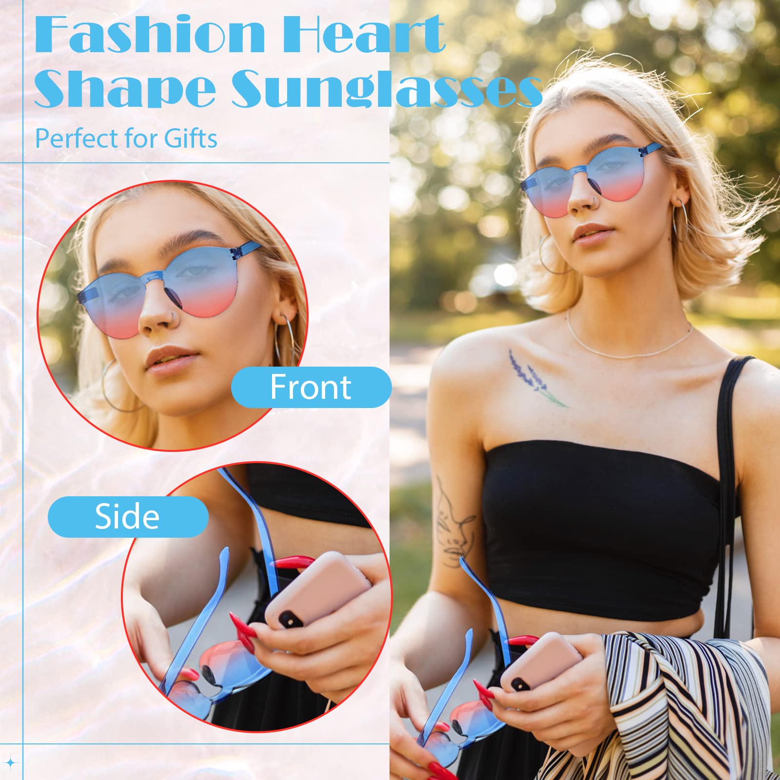 Hoteam 24 Paar farbige Brillen, transparent, randlos, Bonbonfarben, getönte Gläser, coole runde Brillen, lustige Retro-Brillen für Damen, Mädchen, Erwachsene, Teenager, Junggesellinnenabschiede