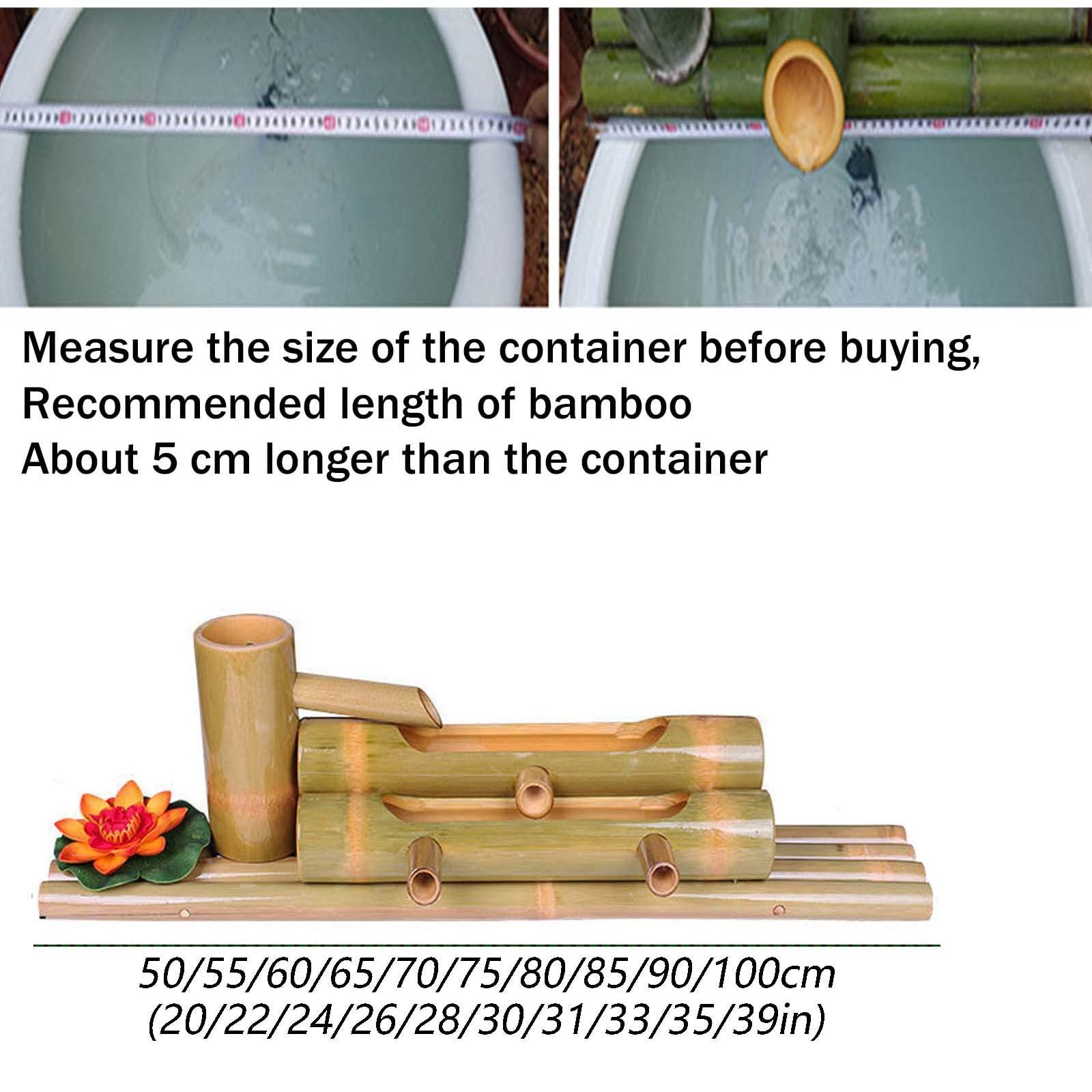 Kit Fontaine en Bambou avec Pompe Solaire d'extérieur, Fontaine de Jardin Zen, Fontaine à Bascule en Bambou, décoration de Jardin Japonais, 50 cm, 90 cm