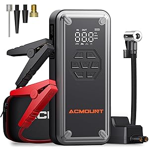 Acmount W160 Jump Starter with Air Compressor, 5000A Portable Car Jump Starter 150PSI Tire Inflator/Air Pump, 12V Battery(Up to 9L Gas/8L Diesel Engine) Jump Pack, Car Emergency Kit, Idea Gift for Man