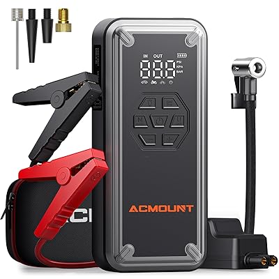 Acmount W160 Jump Starter with Air Compressor, 5000A Portable Car Jump Starter 150PSI Tire Inflator/Air Pump, 12V Battery(Up to 9L Gas/8L Diesel Engine) Jump Pack, Car Emergency Kit, Idea Gift for Man