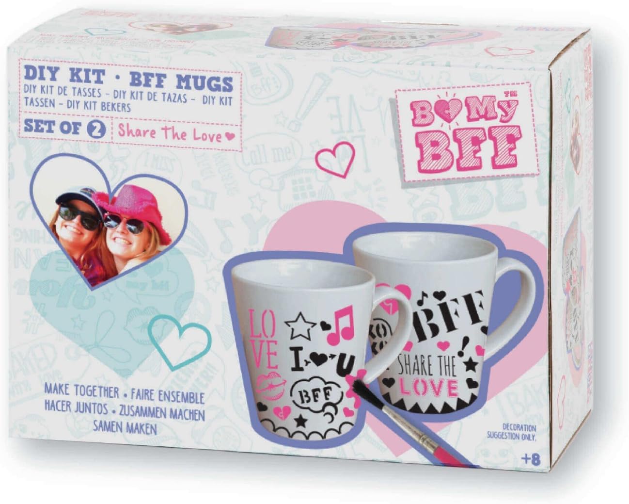 BmyBff Craft Kit. Make Best Friends Mug Making Kit. Perfect Best Friend Mug . Great Gift for Girls 8 years + (Includes 2 Mugs To Decorate )