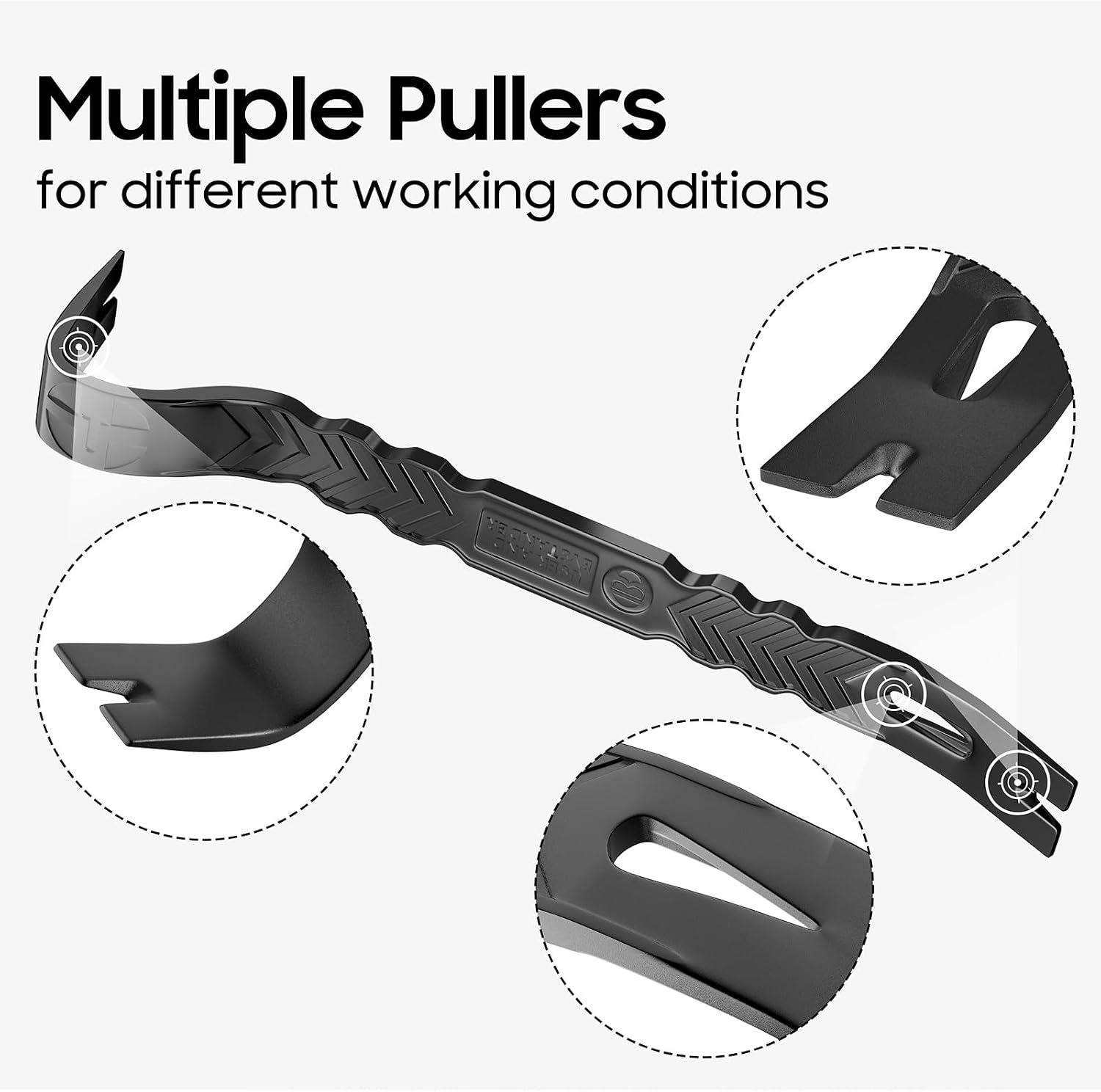 15'' Super Thick Flat Pry Bar Crow Bar Nail Puller, Angled Curved Head Metal Wood Board Tire Nail Removing Tool Wrecking Prying Tool Heavy Duty Car Escape Tool Black