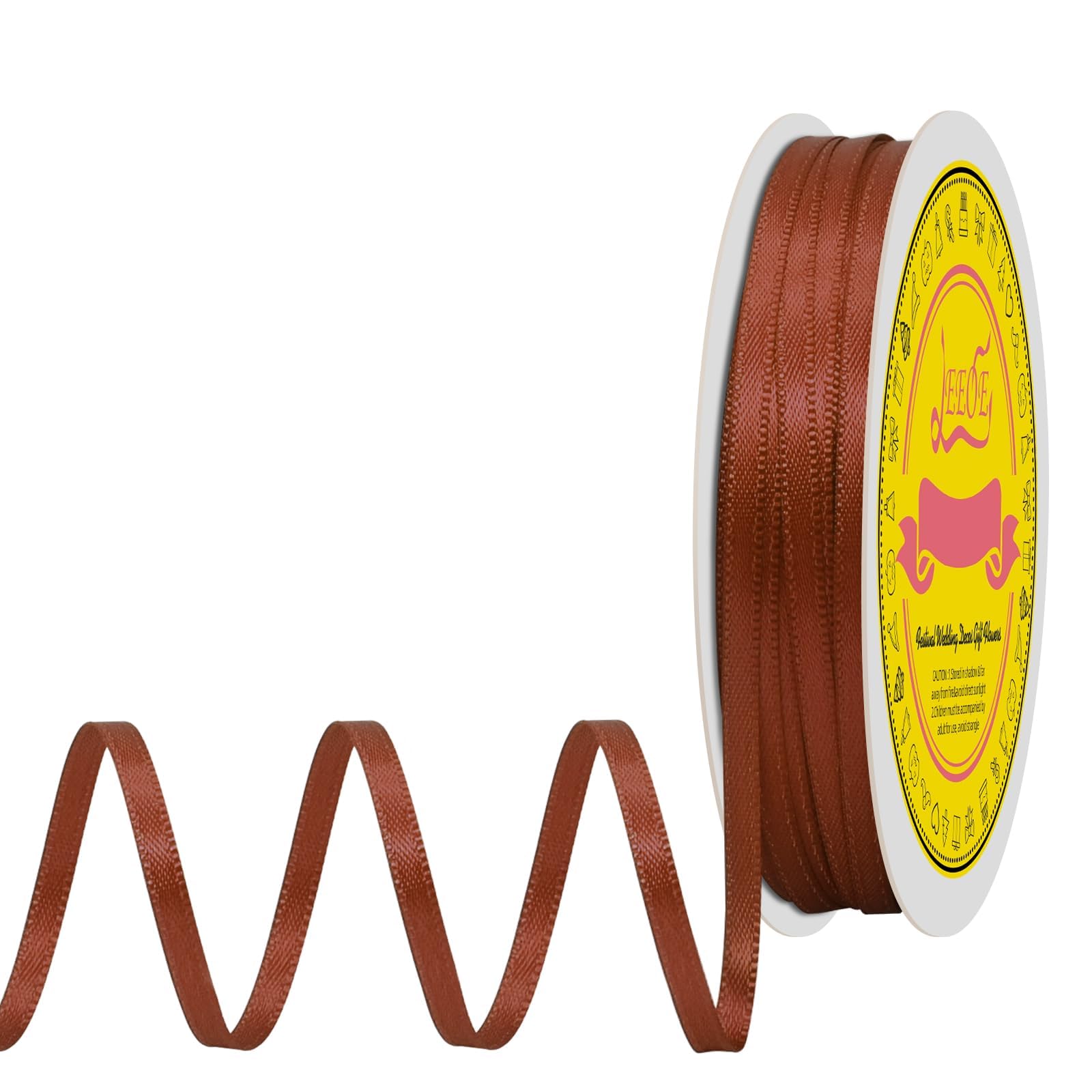 Double Face Rust Satin Thin Ribbon 1/8 inch X 50 Yards Polyester Rust Ribbon for Gift Wrapping Very Suitable for Weddings Party Hair Bow Invitation Decorations and More
