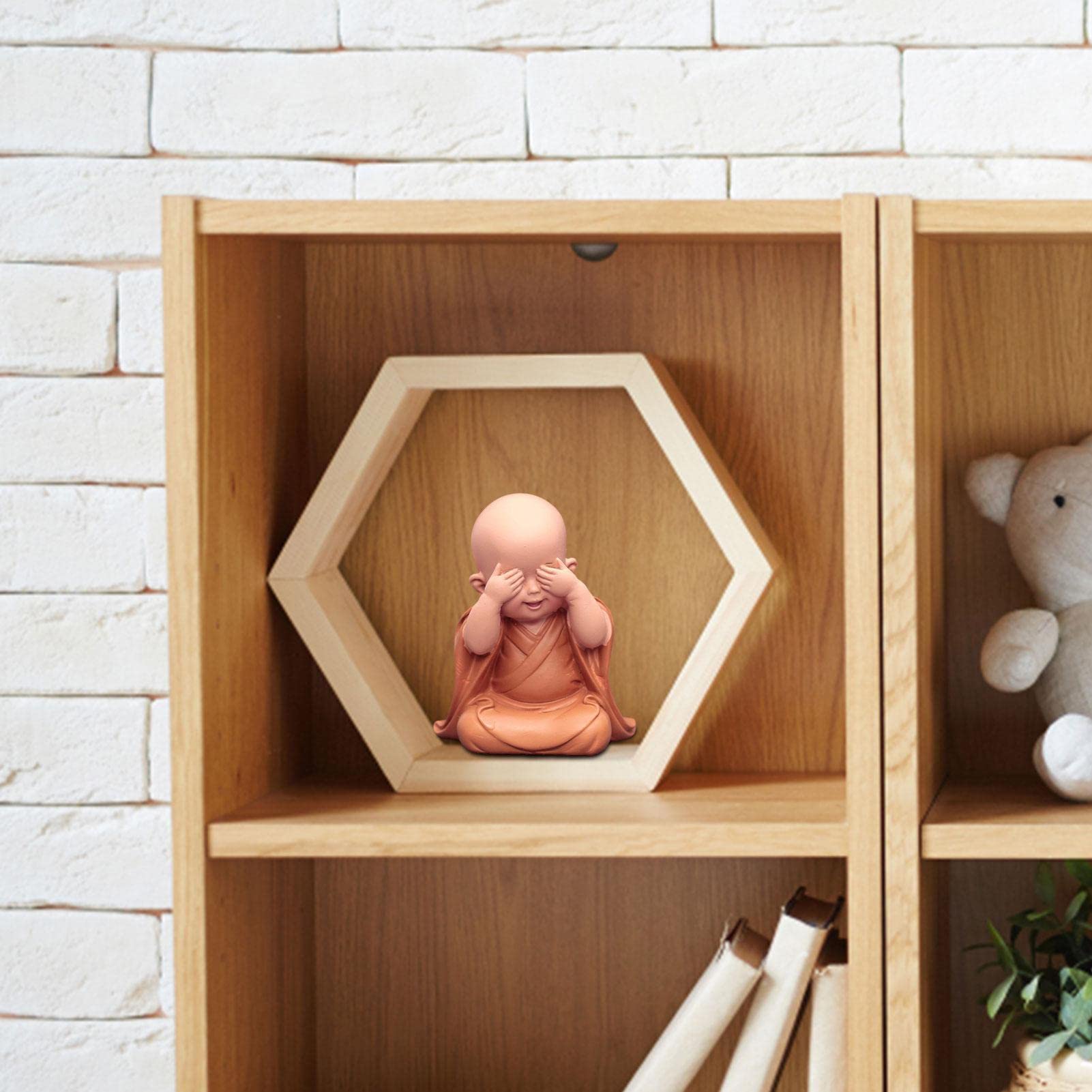 Figurine De Petit Moine En Résine - Décoration Mignonne Et Zen Pour La Maison, Bureau Ou Salon De Thé - 4