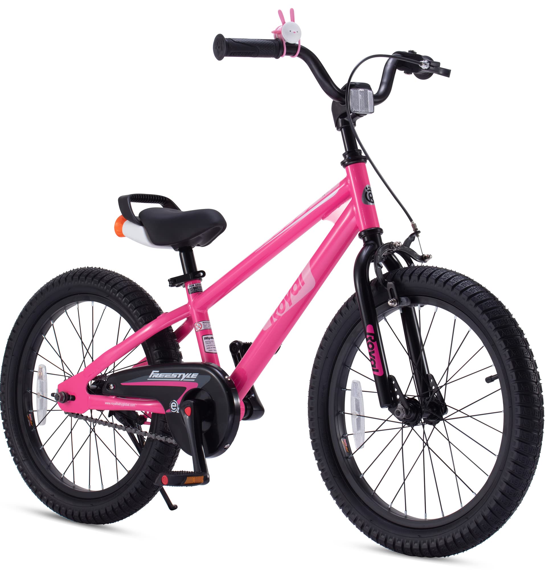 Royalbaby Freestyle EZ Kids Bike, Easy Learn Balancing to Biking, 18 Inch Balance & Pedal Bicycle, Instant Assembly Boys Girls Ages 5-9 Years, 18" Pink
