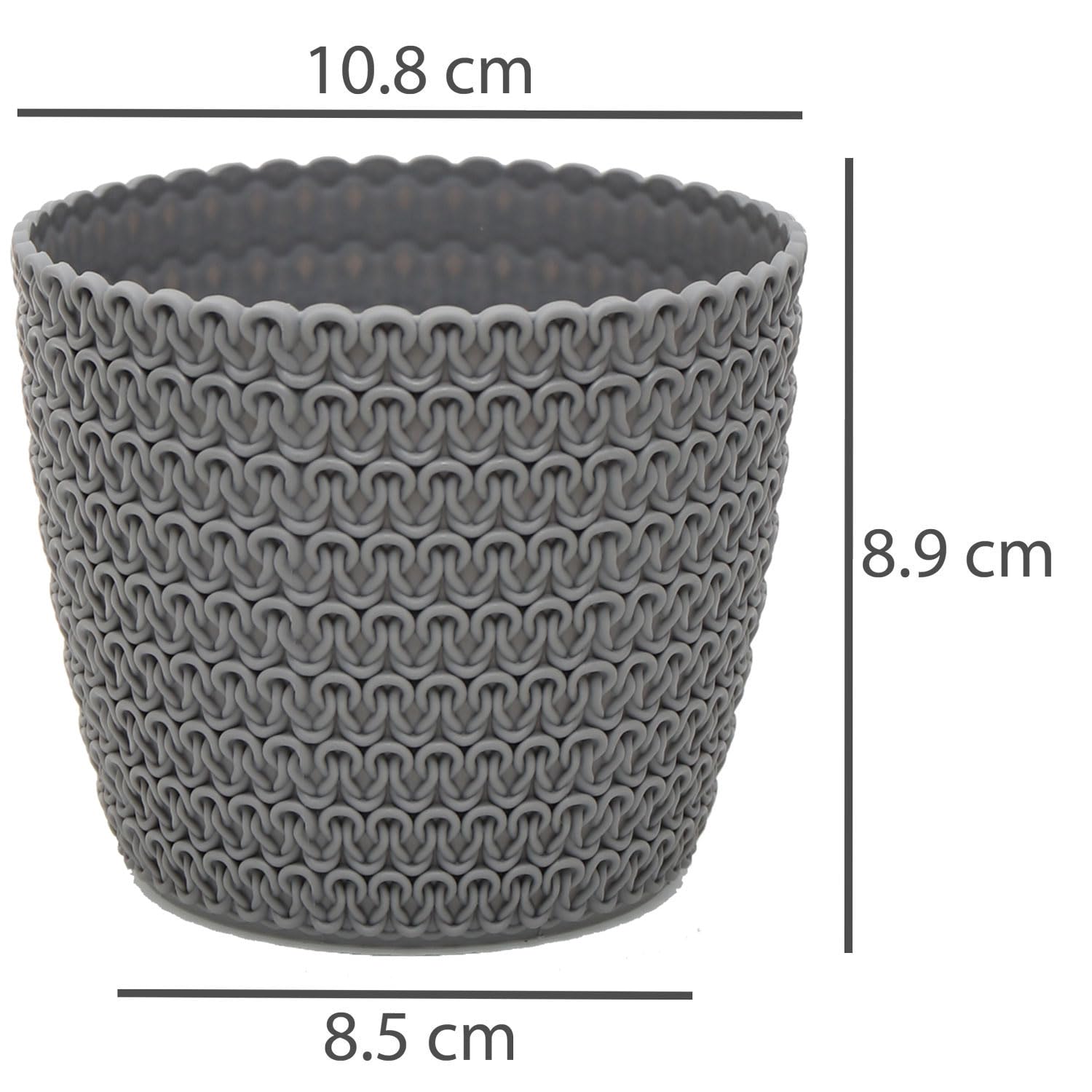 idea-station RIBA Flower Pot Set 6 x 11 cm, Grey, Shatterproof Plastic Flower Pots for a Wide Range of Plants Flowers - Image 3