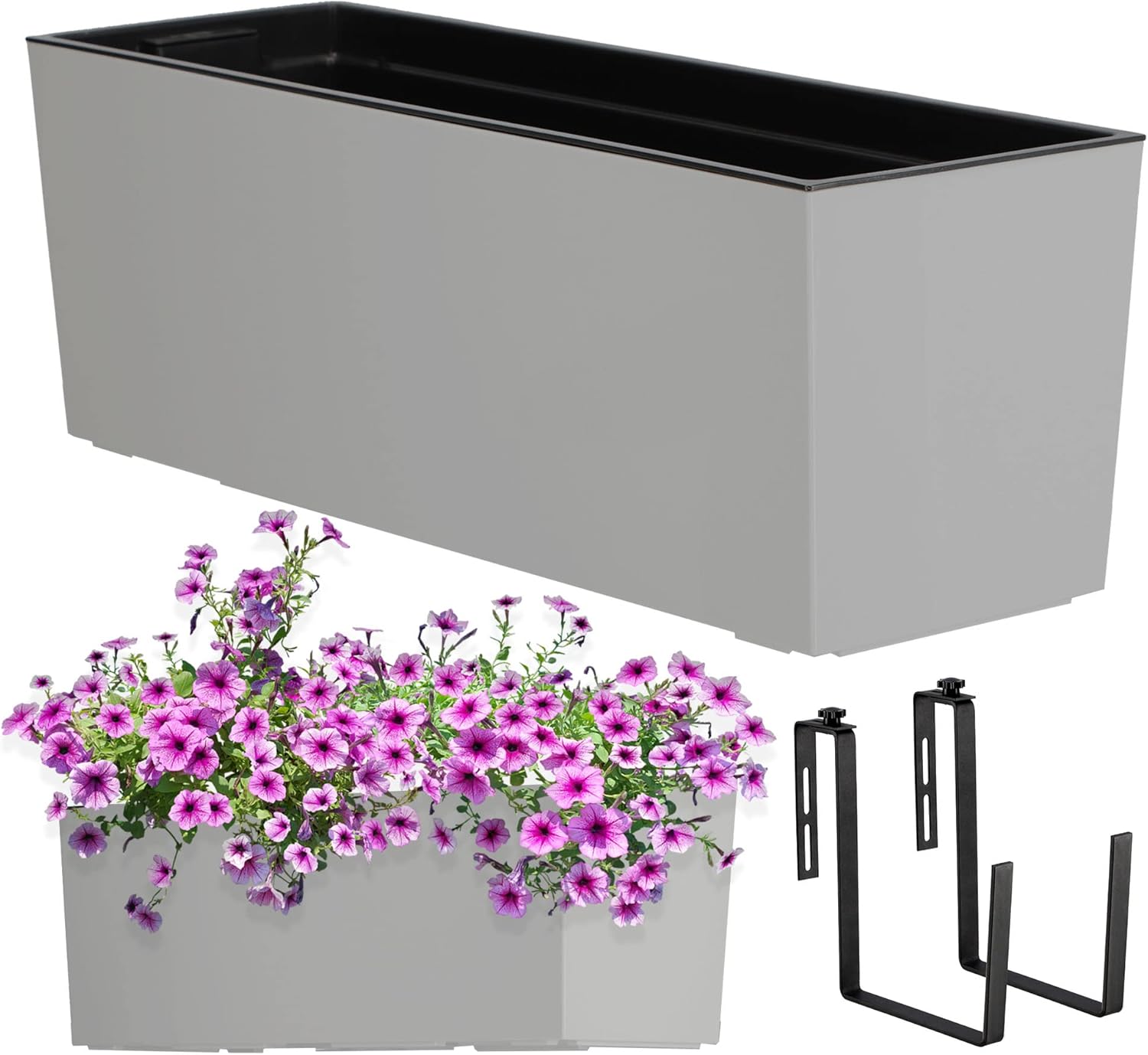 KADAX Plastic Flower Box, 18.5 x 56 cm, Planter with Insert