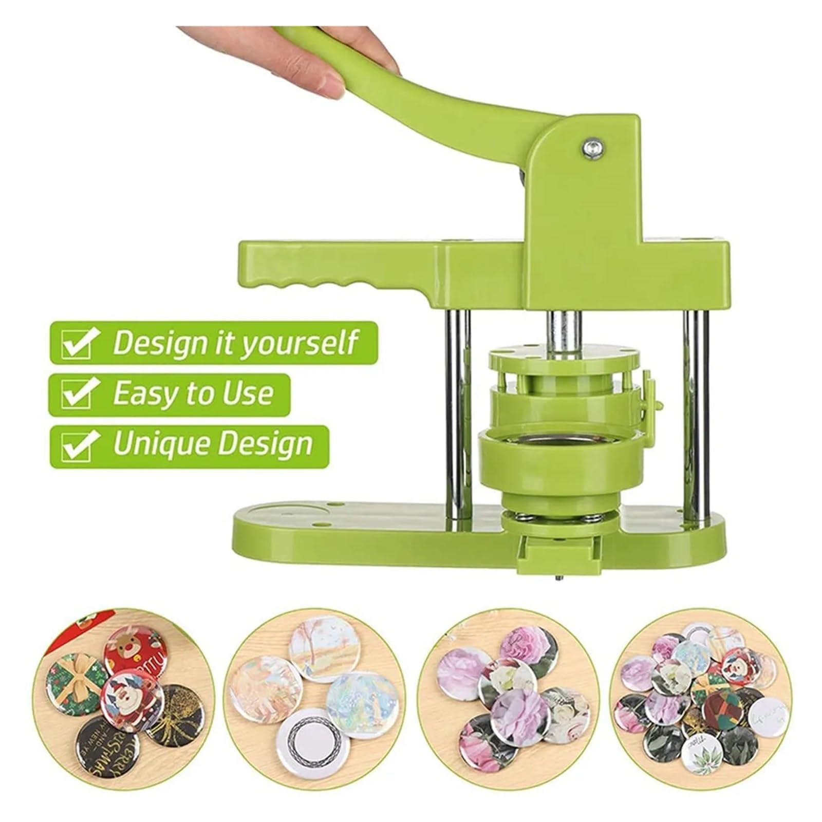 Distintivo Pin Button Maker Machine Distintivi Fai da Te Set 25MM-58MM Button Punch Press Maker Machine Button Parts + Circle Cutter(58MM Set Rotating)