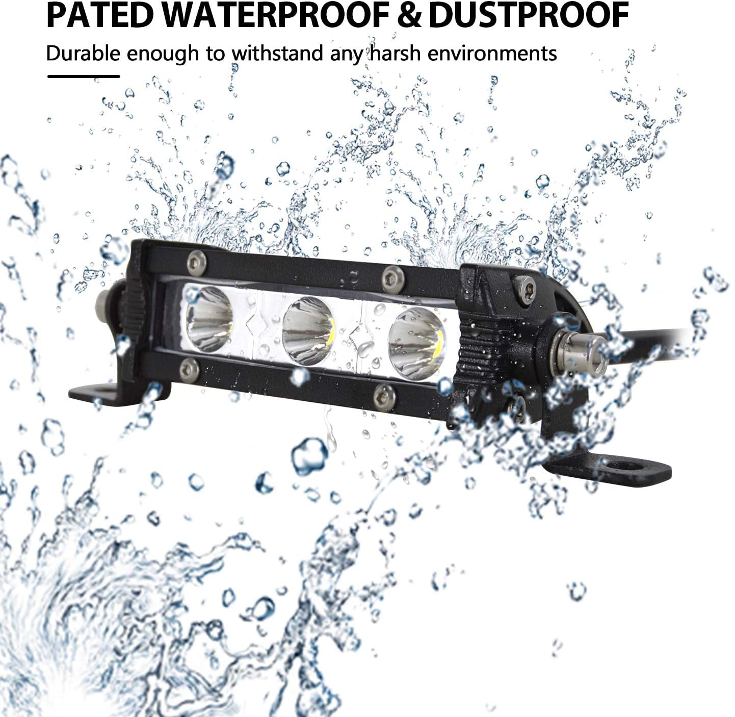 PICAA 10,2 cm 15 W schlanke, einreihige LED-Lichtleiste, Nebelscheinwerfer, Fahrlicht, Dachstoßstange, Lichtleisten für LKW, Boot, ATV, UTV, SUV (2 Stück)