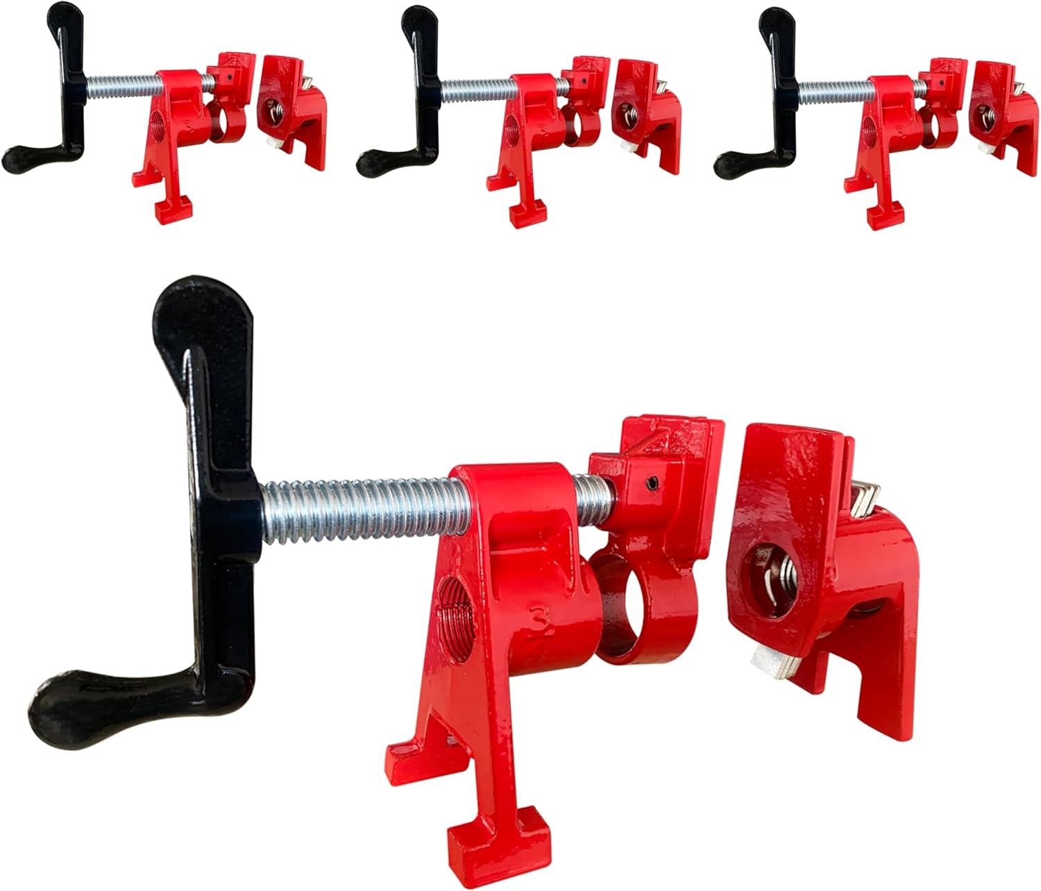HimaPro 4-Pack 3/4 Inch H-Style Professional Pipe Clamp Set - Designed For Woodworking