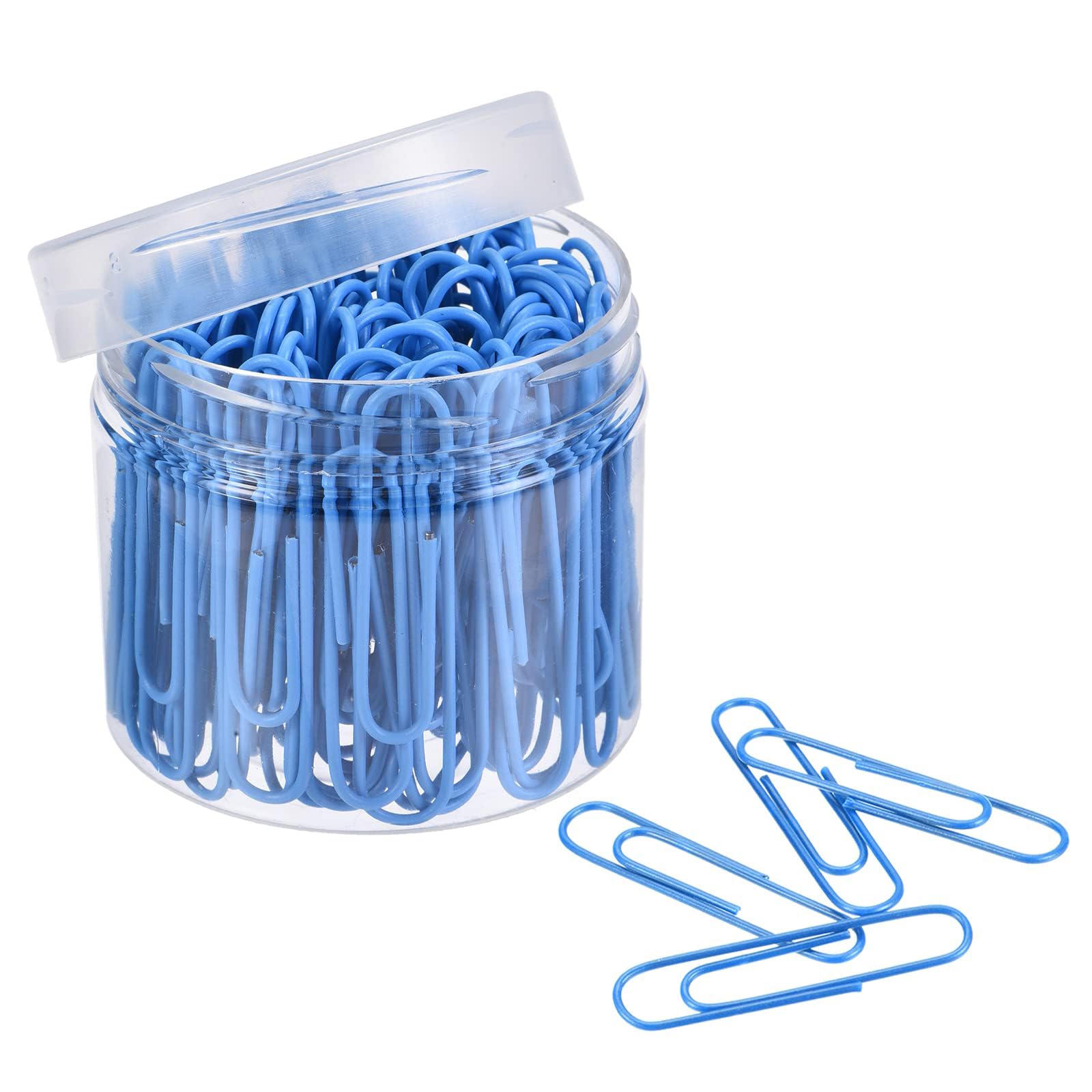 TA-VIGOR 100Pcs Paper Clips Small Size, 50mm Durable and Rustproof Paper Clip, Vinyl Coated to Prevent Tearing Pages with Box for Organize Office Home, Blue