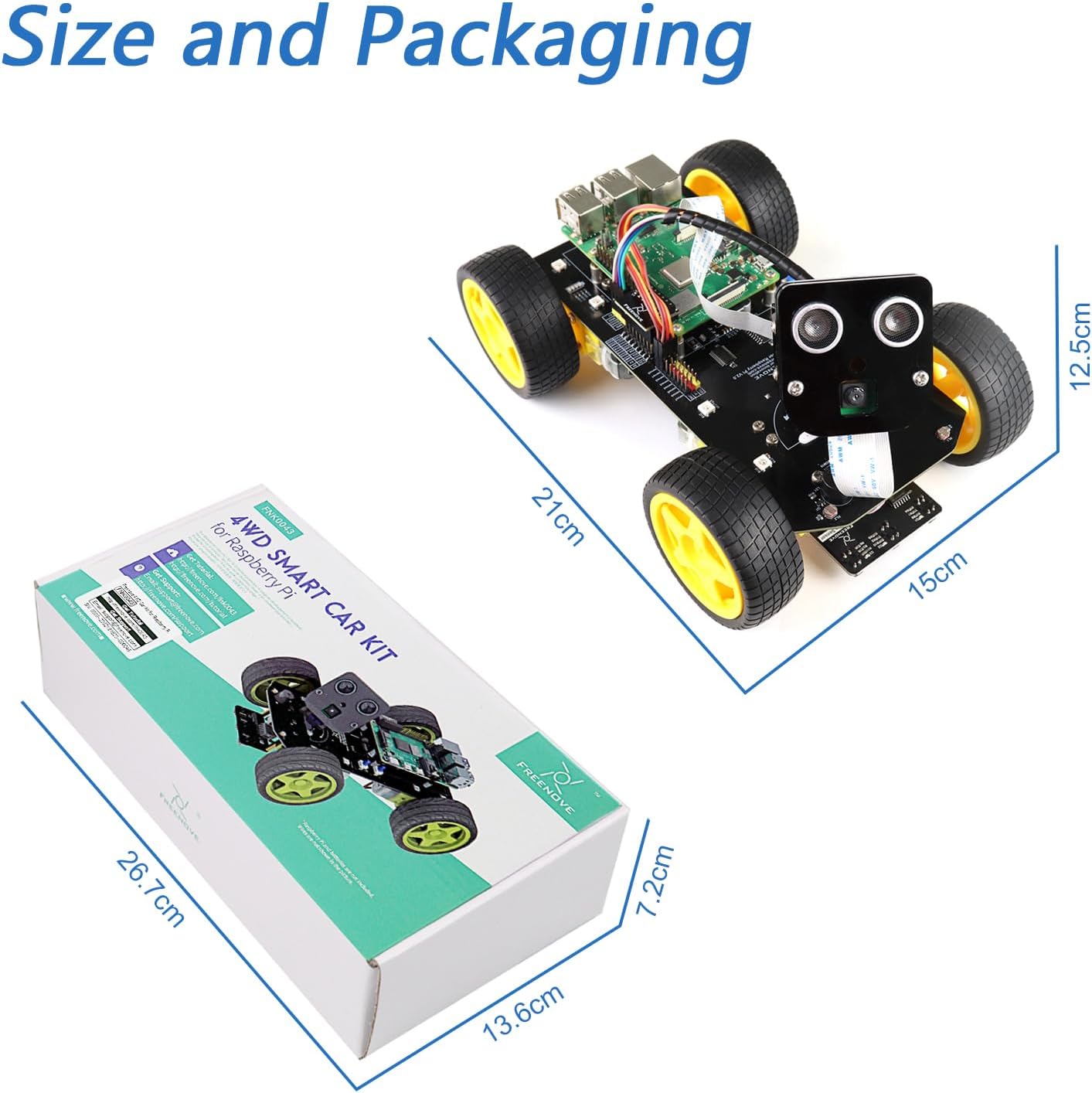 Freenove 4WD Smart Car Kit for Raspberry Pi 5 4 B 3 B+ Zero 2 W, Face Tracking, Line Tracking, Light Tracing, Obstacle Avoidance, App Control, Camera, Servo (Raspberry Pi NOT Included)