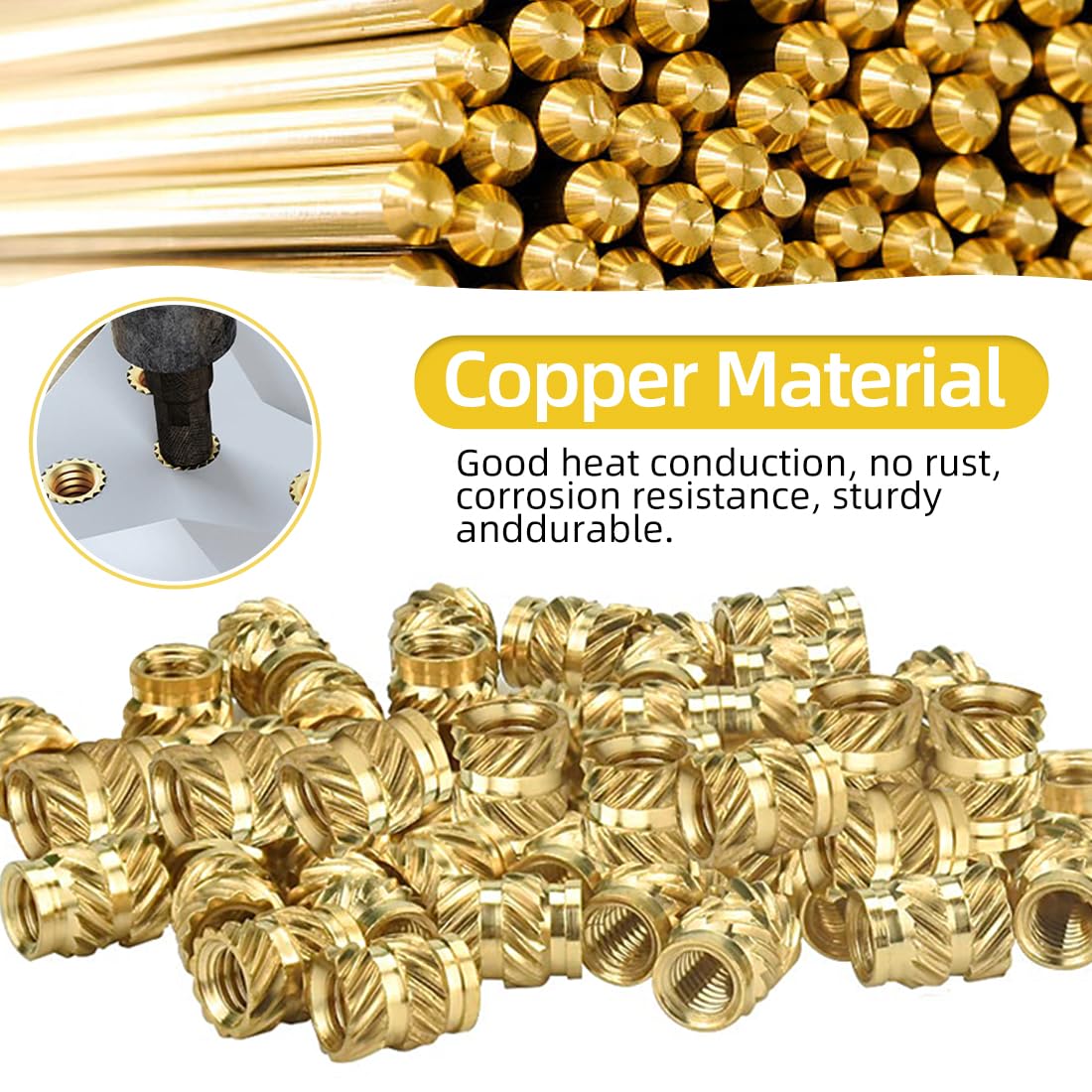 Inserti Filettati Per Modellismo E Fai-da-te 100 Inserti Filettati In Ottone 1/4-20 Per Stampa 3D - Da Inserire A Caldo, Perfetti Per Plastica E Metallo Termostufa A Pellet - Foto 8