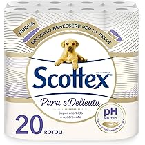 Scottex Carta Igienica Pura e Delicata, Morbida e Assorbente, 5 Veli, PH Neutro, Dermatologicamente Testata, 20 Pz
