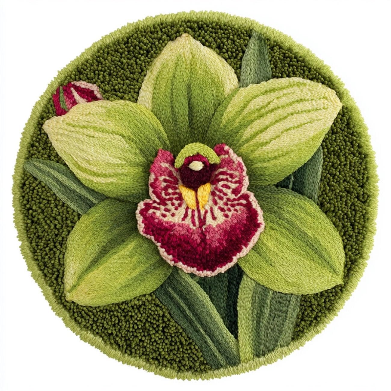 Kitquiver Tapestry Kits for Adults Green Orchid 100x100cm