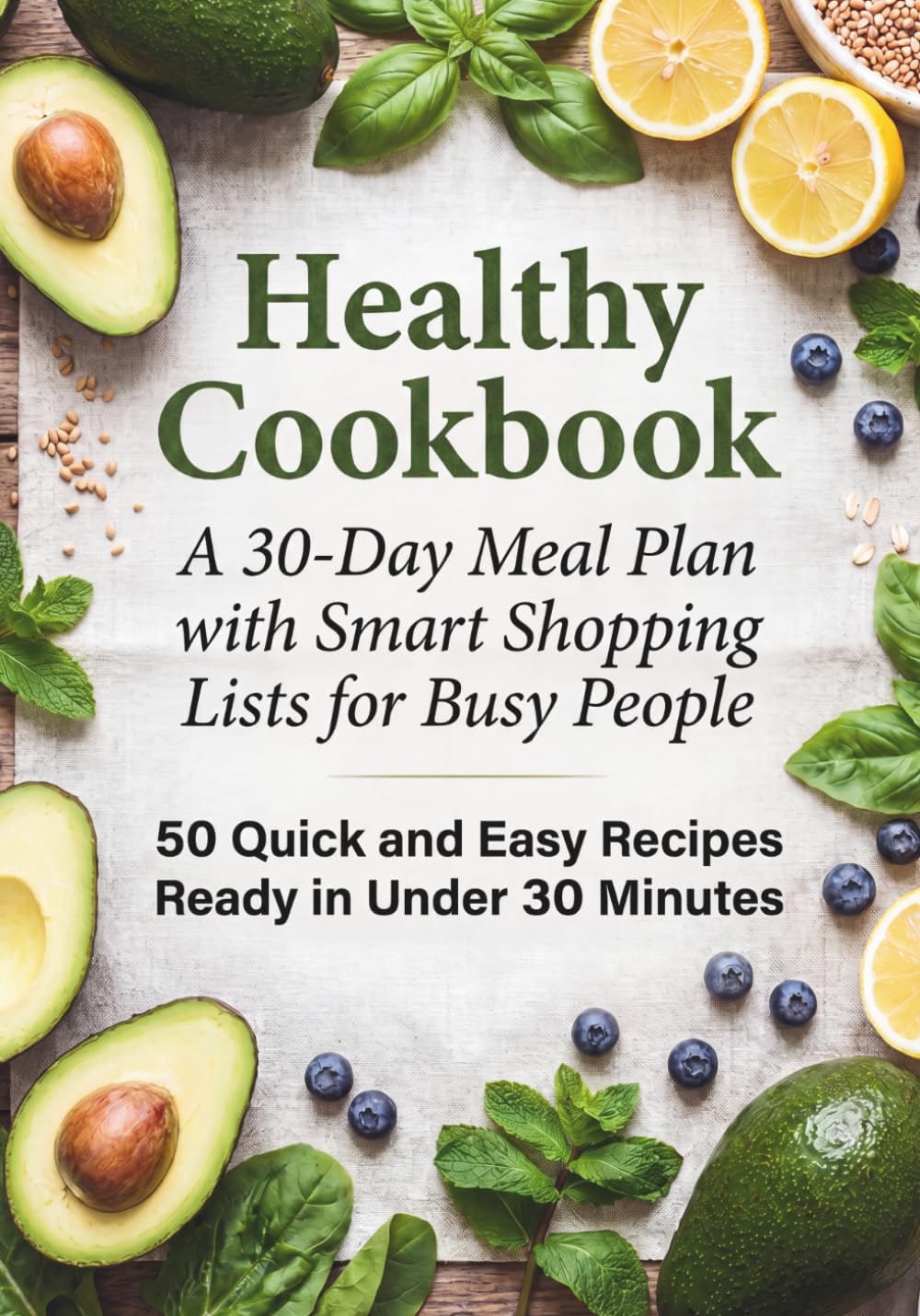 Healthy Cookbook: A 30-Day Meal Plan with Smart Shopping Lists for Busy People. 50 Quick and Easy Recipes Ready in Under 30 Minutes