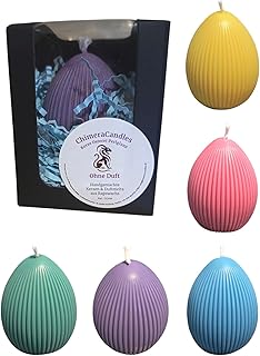 Osterkerze, Osterei Kerze, geriffelte Eierkerze aus Rapswachs, handgemachte Osterdeko, Frühlingskerze, Dekokerze Perlglanz, Ostereier Deko Set, Geschenkidee Ostern, Kerzenset, Geschenkset