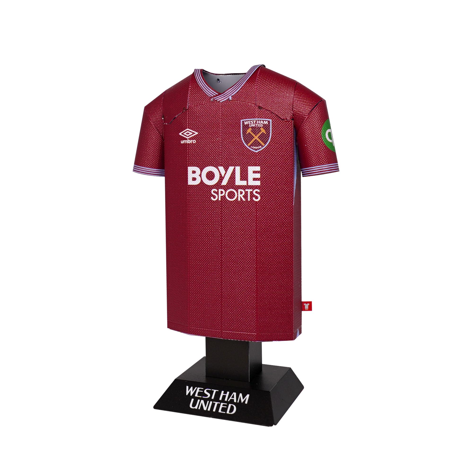 West Ham United FC 25/26 Home Metal Football Shirt - Officially Licensed Miniature Alloy Replica Jersey Collectible Display Gift - Personalise Customisable Name & Number Decals