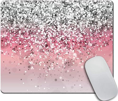 Alfombrilla de mouse de goma antideslizante rectangular personalizada con fondo de purpurina rosa, alfombrilla de mouse para juegos de 9.5 x 7.9 disponible en Yaxa Colombia